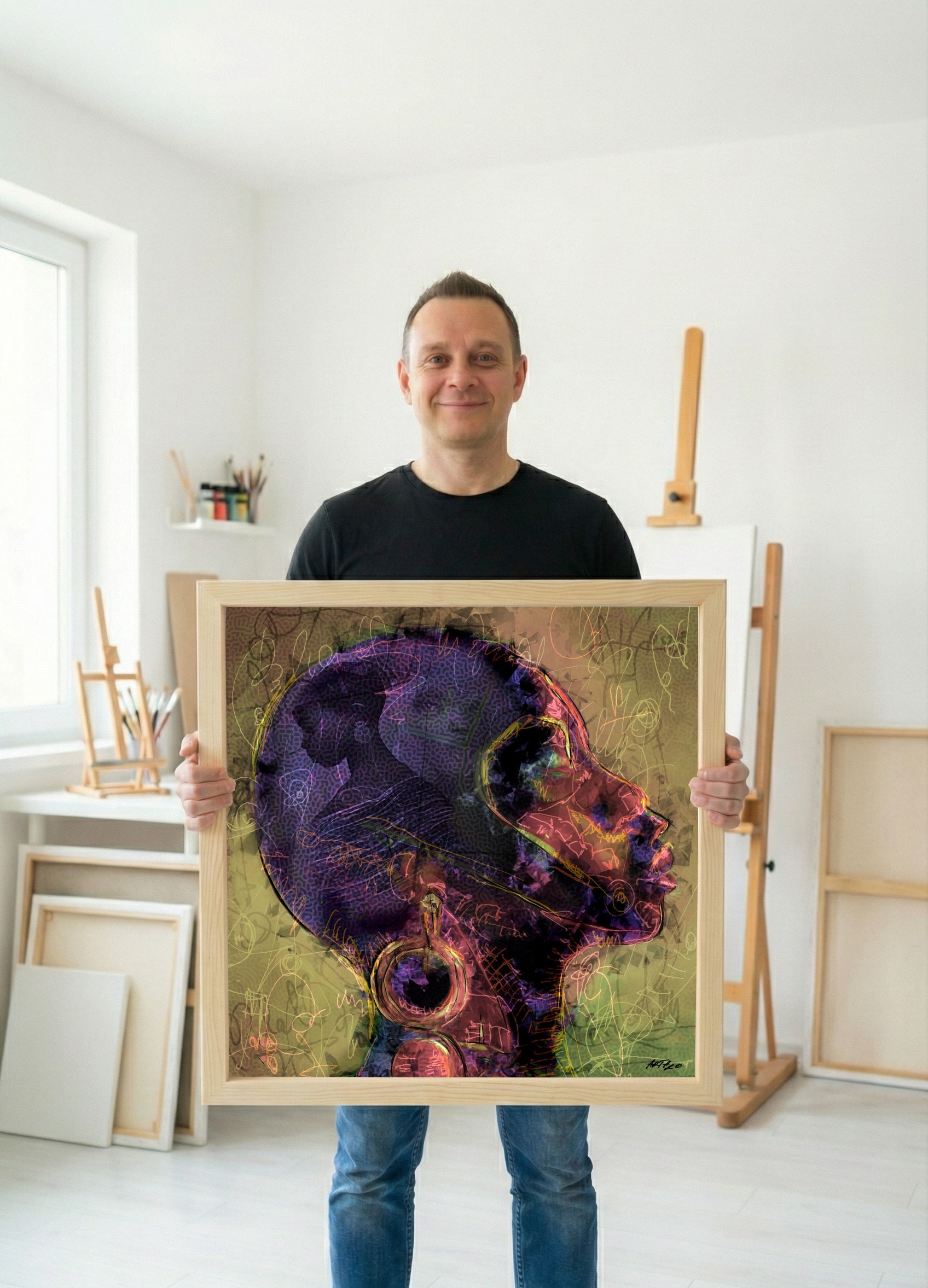 Deep Purple Elegance Portrait — art on the wall, room interior preview 2