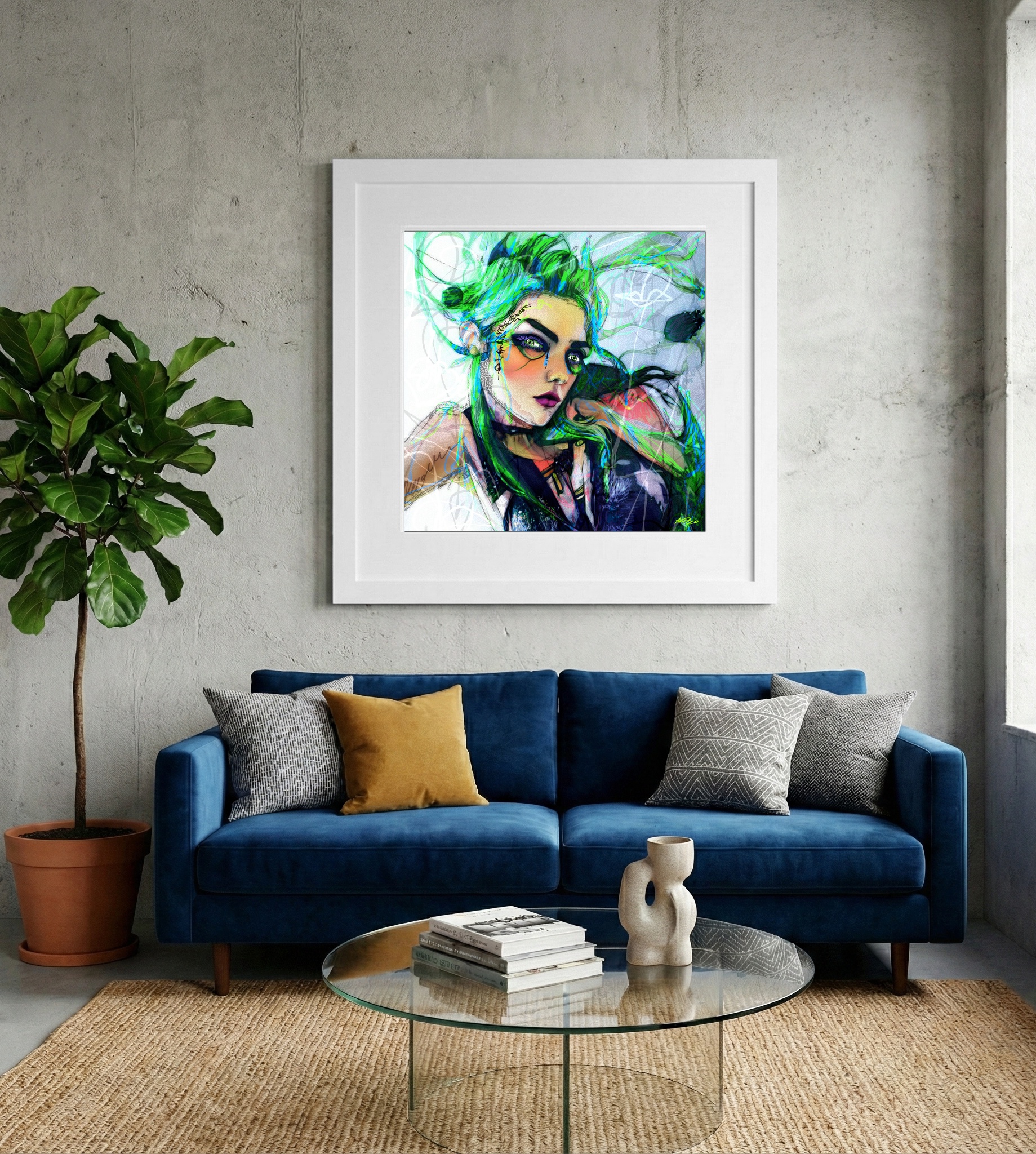Punk Fairy in Emerald and Purple — art on the wall, room interior preview 2