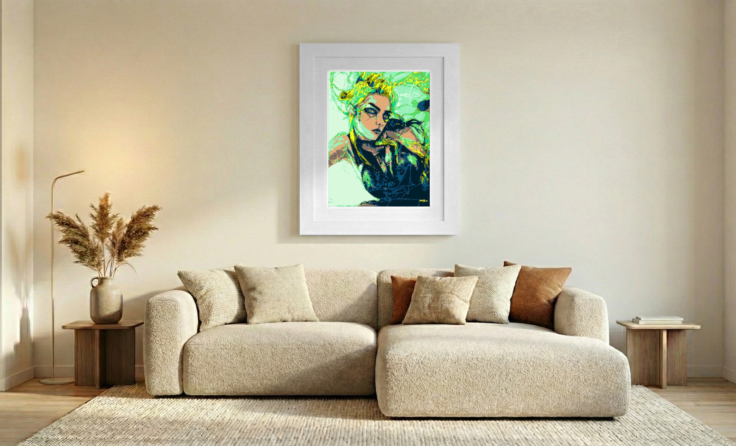 Bright Yellow Punk Fairy Digital Art — art on the wall, room interior preview 2