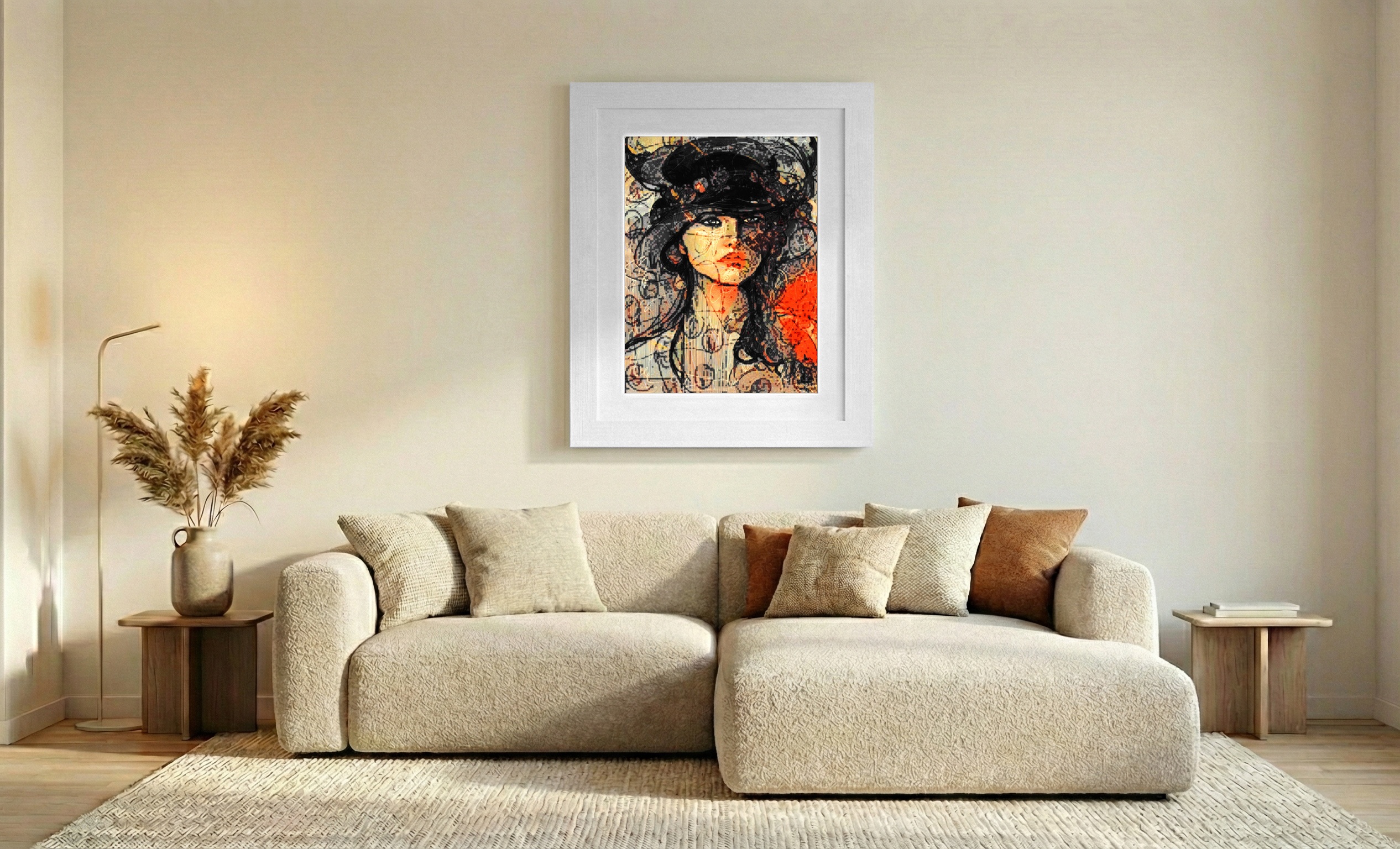 Ochre and Orange Confident Woman — art on the wall, room interior preview 2