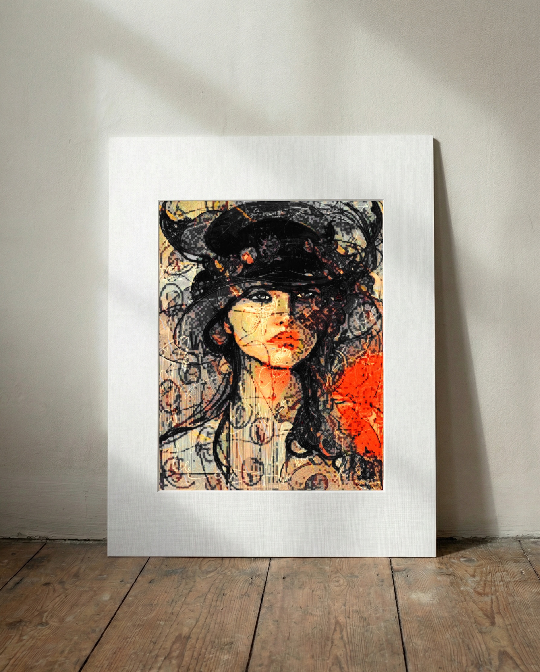 Ochre and Orange Confident Woman — art on the wall, room interior preview 3