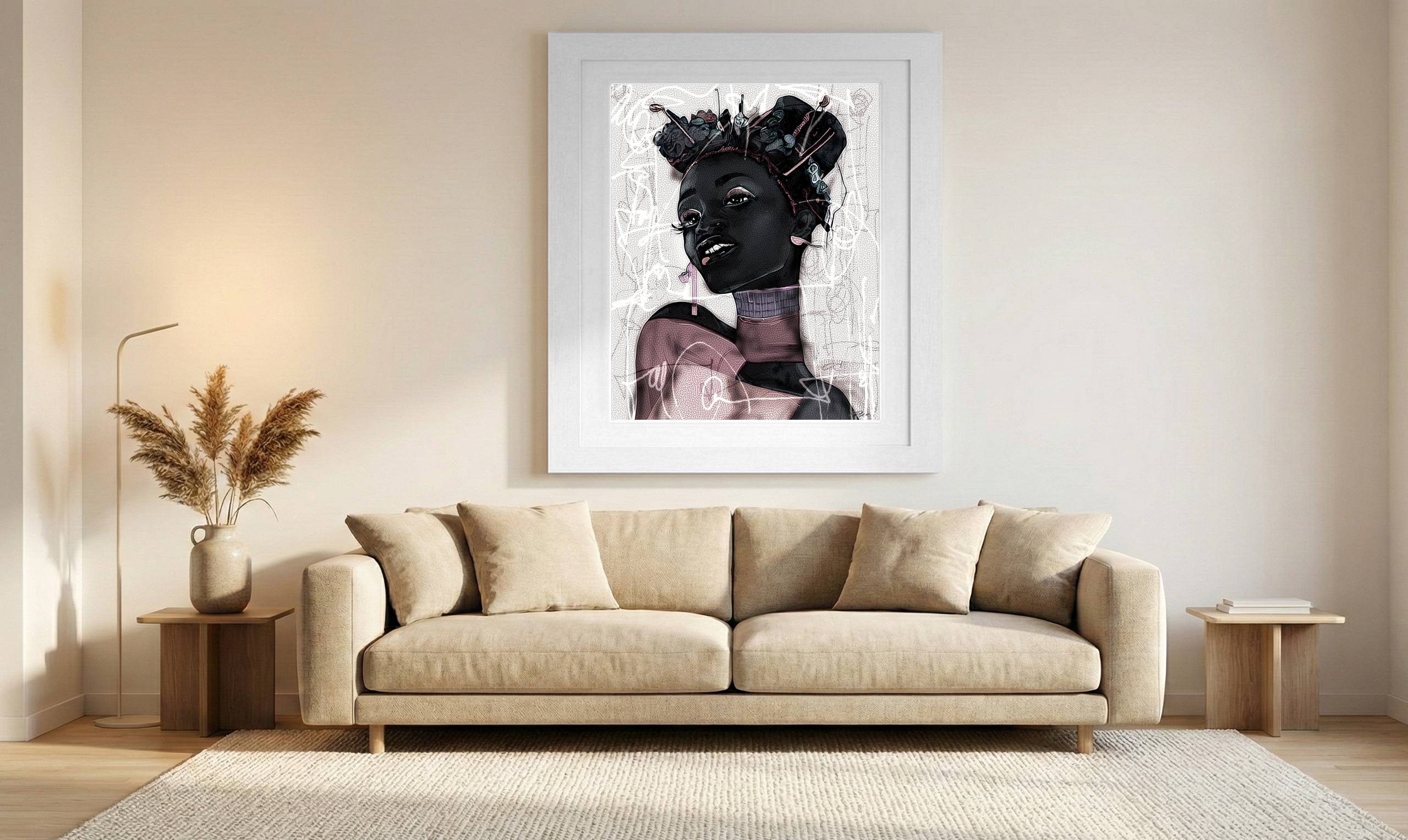 Youthful Girl Digital Portrait — art on the wall, room interior preview 1