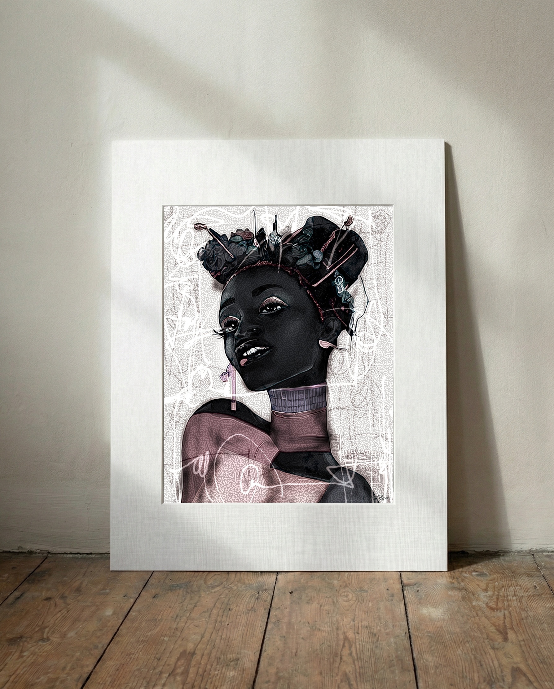 Youthful Girl Digital Portrait — art on the wall, room interior preview 3