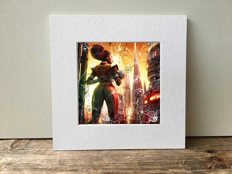 Futuristic Woman in Metallic Hues — art on the wall, room interior preview 2