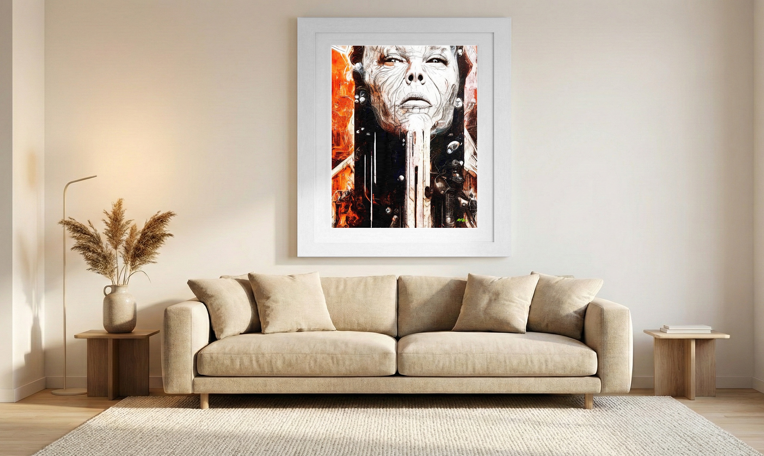 Intriguing Alien Woman Digital Portrait — art on the wall, room interior preview 1