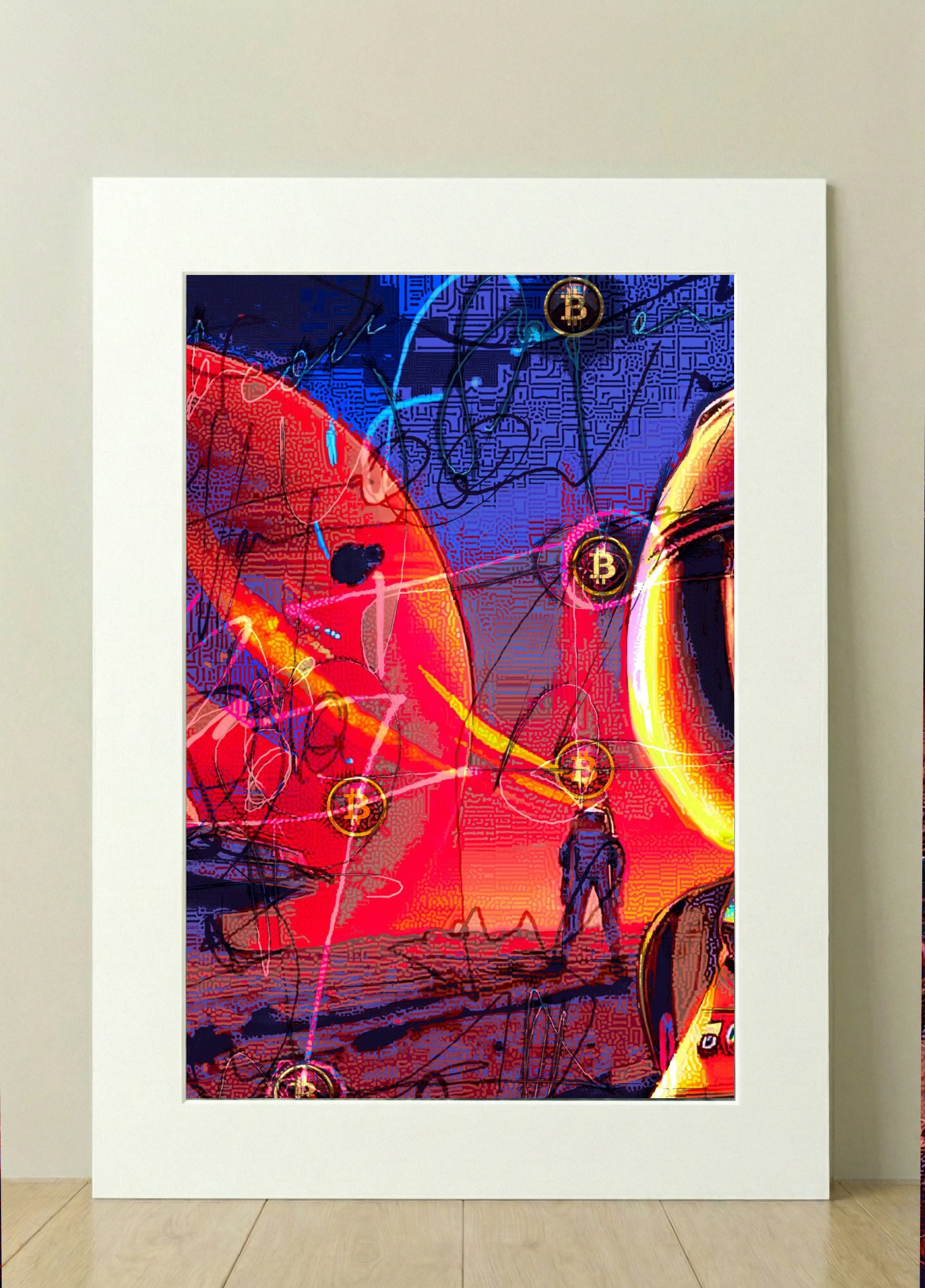 Bold UV Red Space Mission — art on the wall, room interior preview 1
