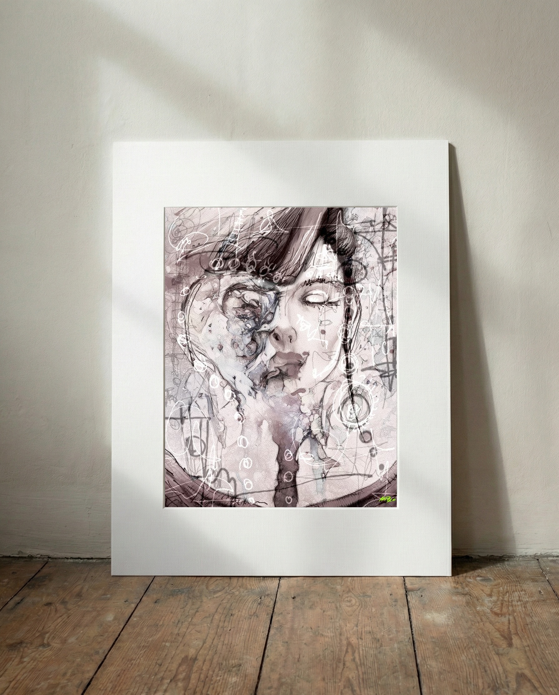 Soft Brown Woman's Face in Abstract — art on the wall, room interior preview 3