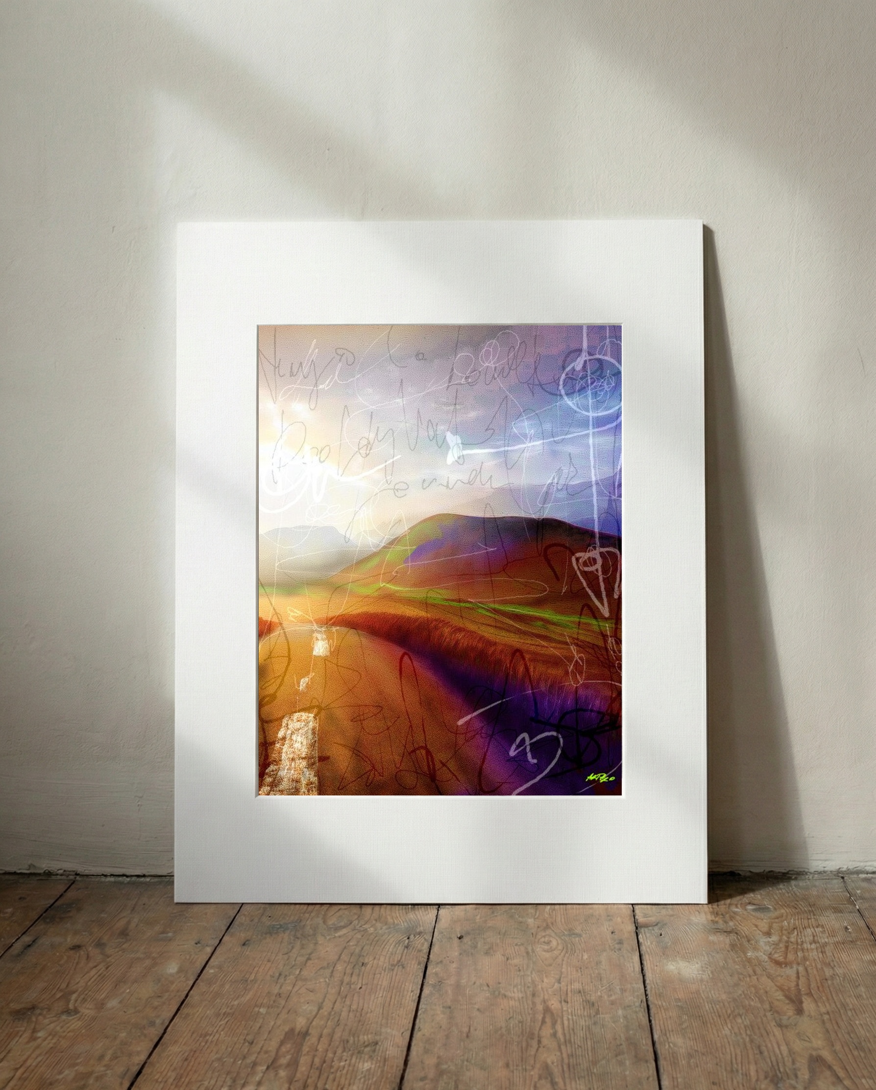 Earthy Abstract Landscape with Whimsical Touches — art on the wall, room interior preview 3