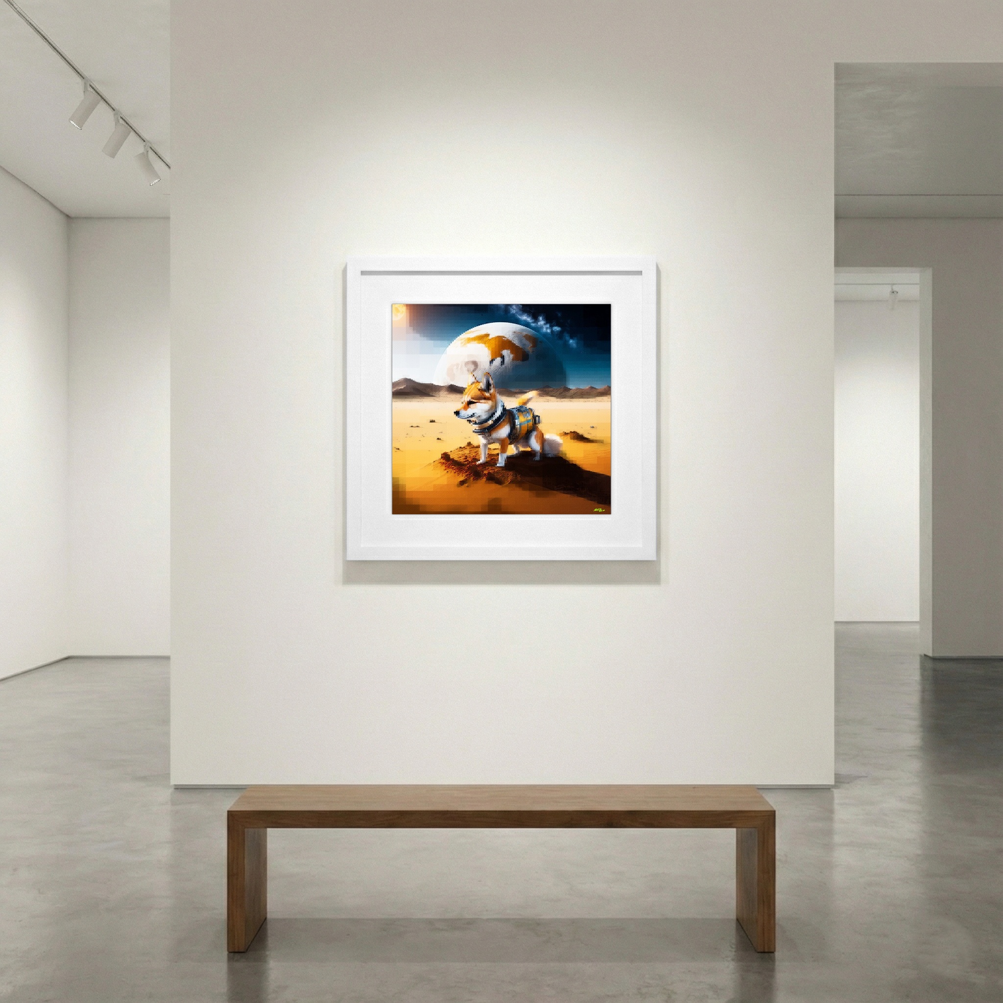 Whimsical Orange Shiba Inu Portrait — art on the wall, room interior preview 1