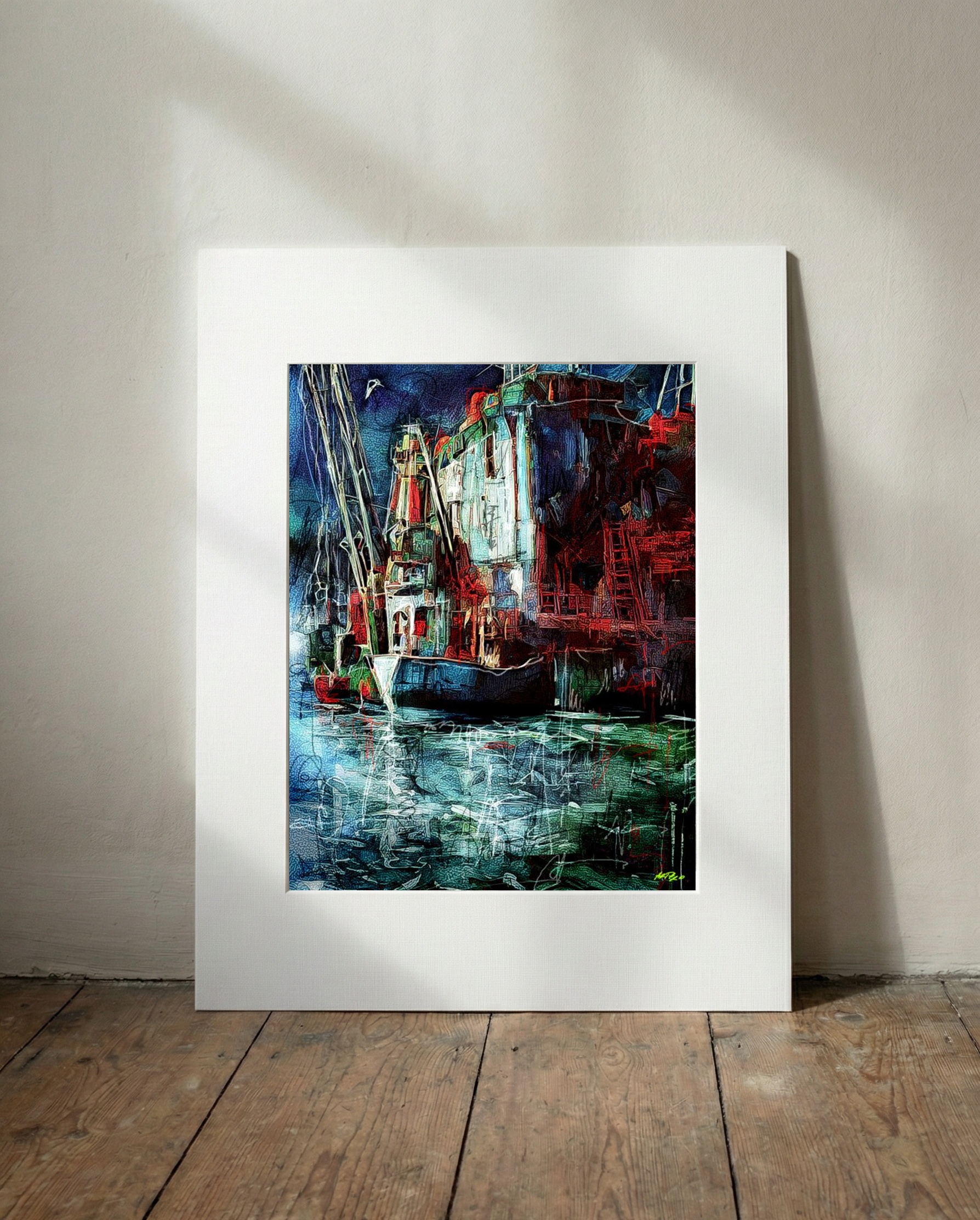 Vividly Colored Ship in Wicklow — art on the wall, room interior preview 3