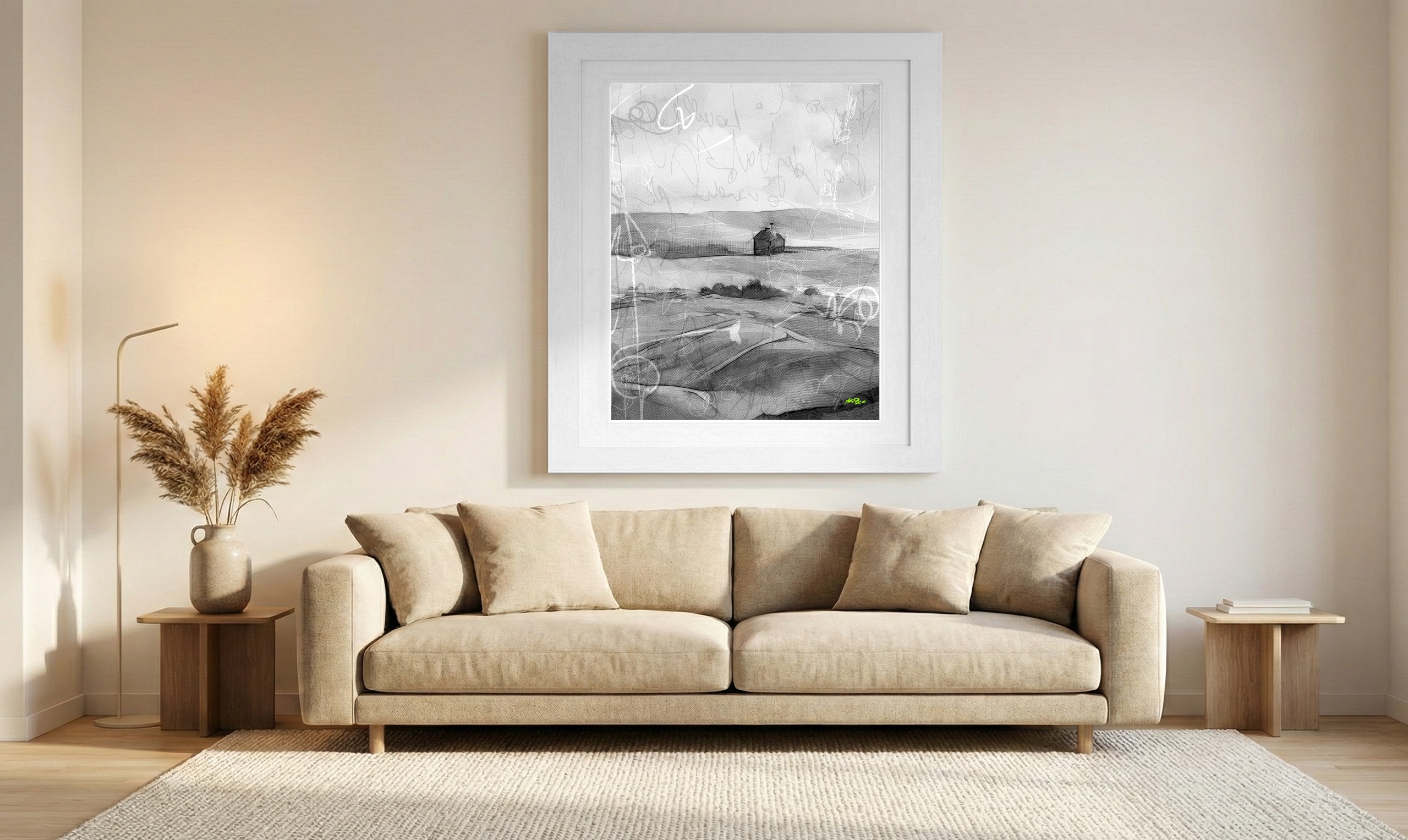 Black and White Solitary House — art on the wall, room interior preview 1