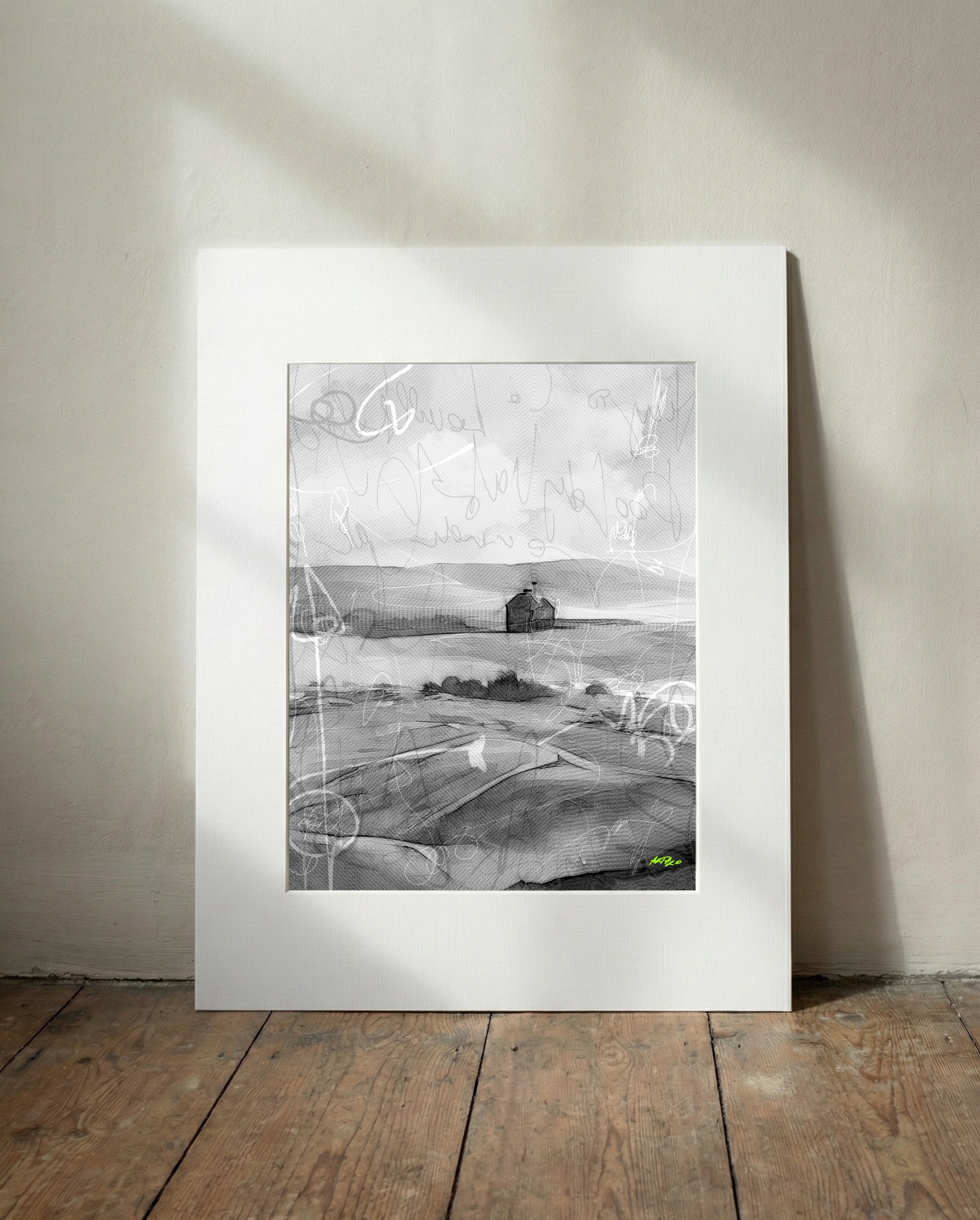 Black and White Solitary House — art on the wall, room interior preview 3