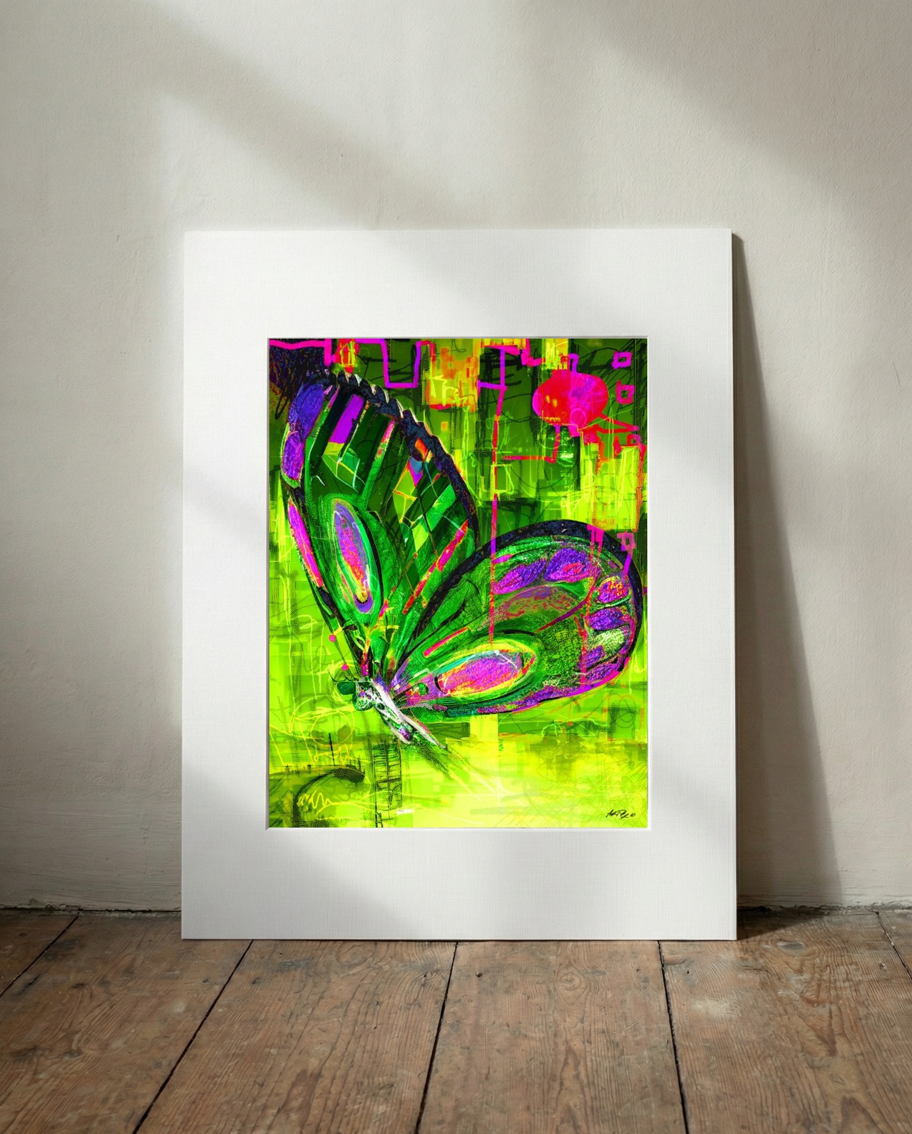 Lush Lilac and Green Butterfly Art — art on the wall, room interior preview 1