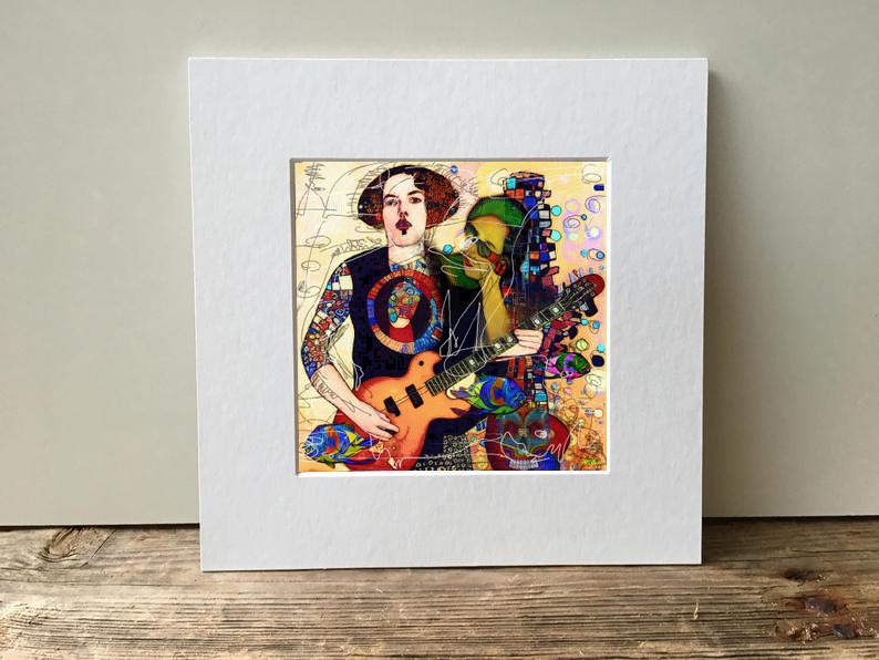 Vibrant Multicolored Guitarist Digital Art — art on the wall, room interior preview 1