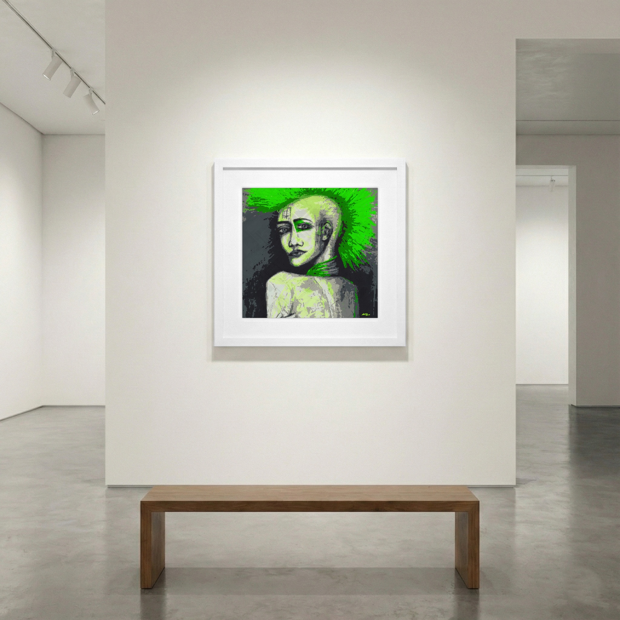Lime Green Yakuza Girl Digital Art — art on the wall, room interior preview 1
