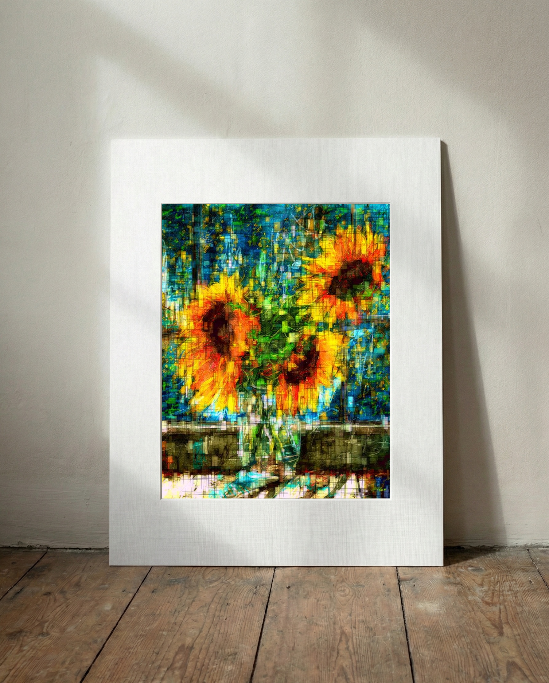 Golden Sunflower Bouquet Digital Art — art on the wall, room interior preview 3