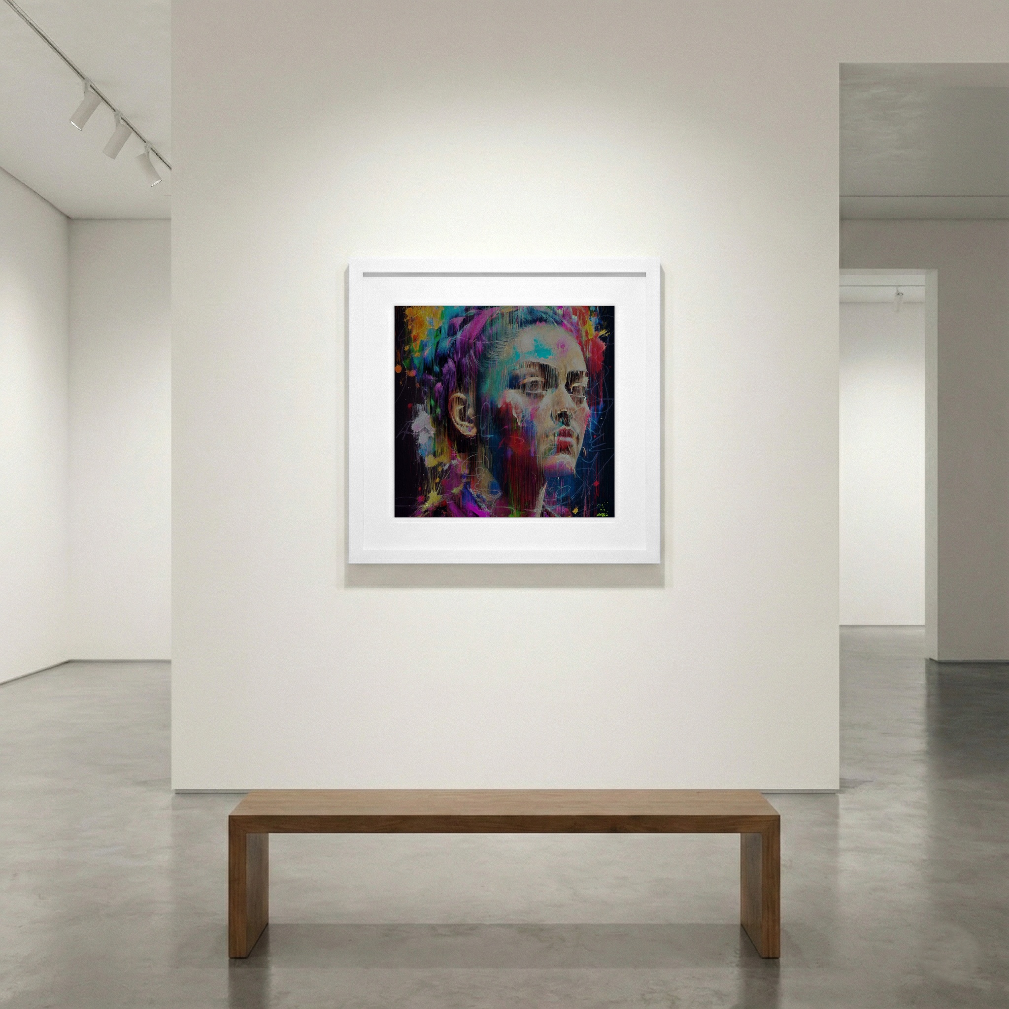 Frida's Colorful Legacy Digital Portrait — art on the wall, room interior preview 1