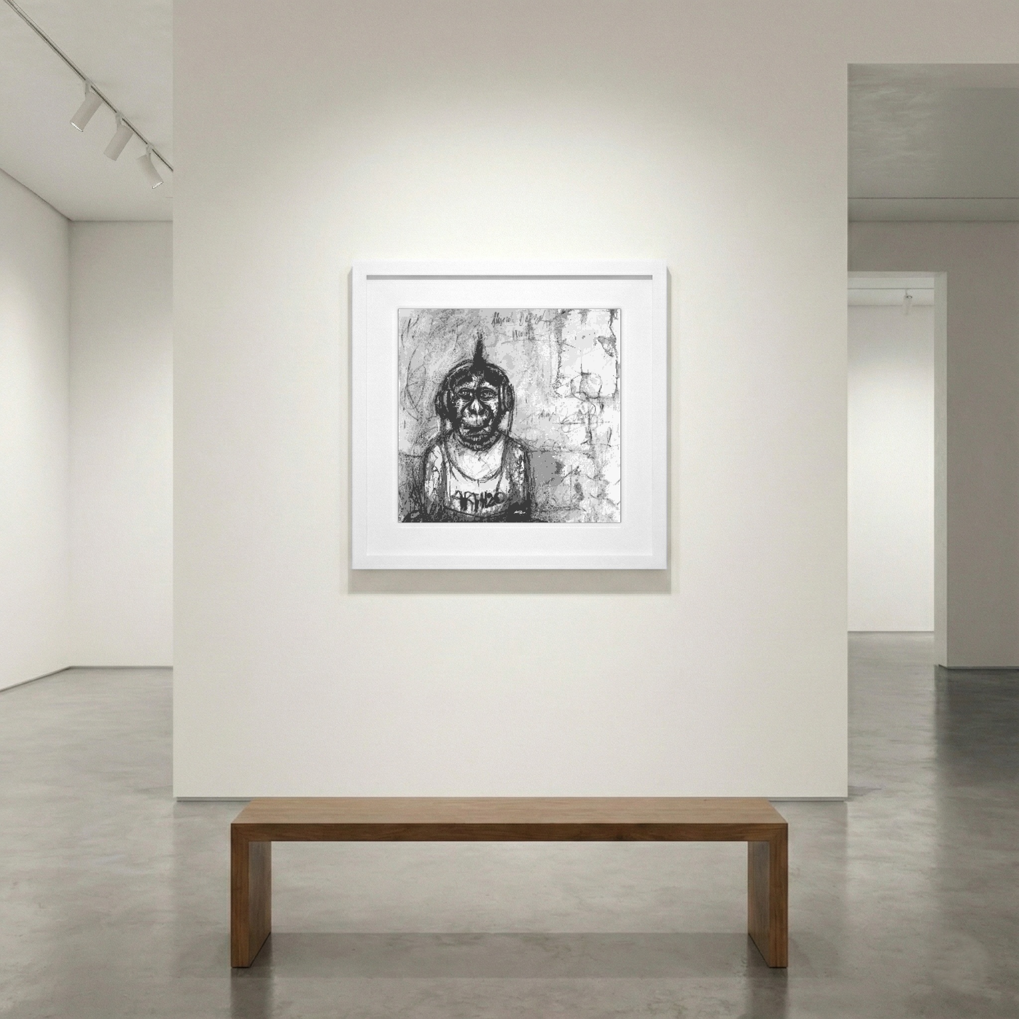 Urban Rebel Punk Monkey in Black and White — art on the wall, room interior preview 1