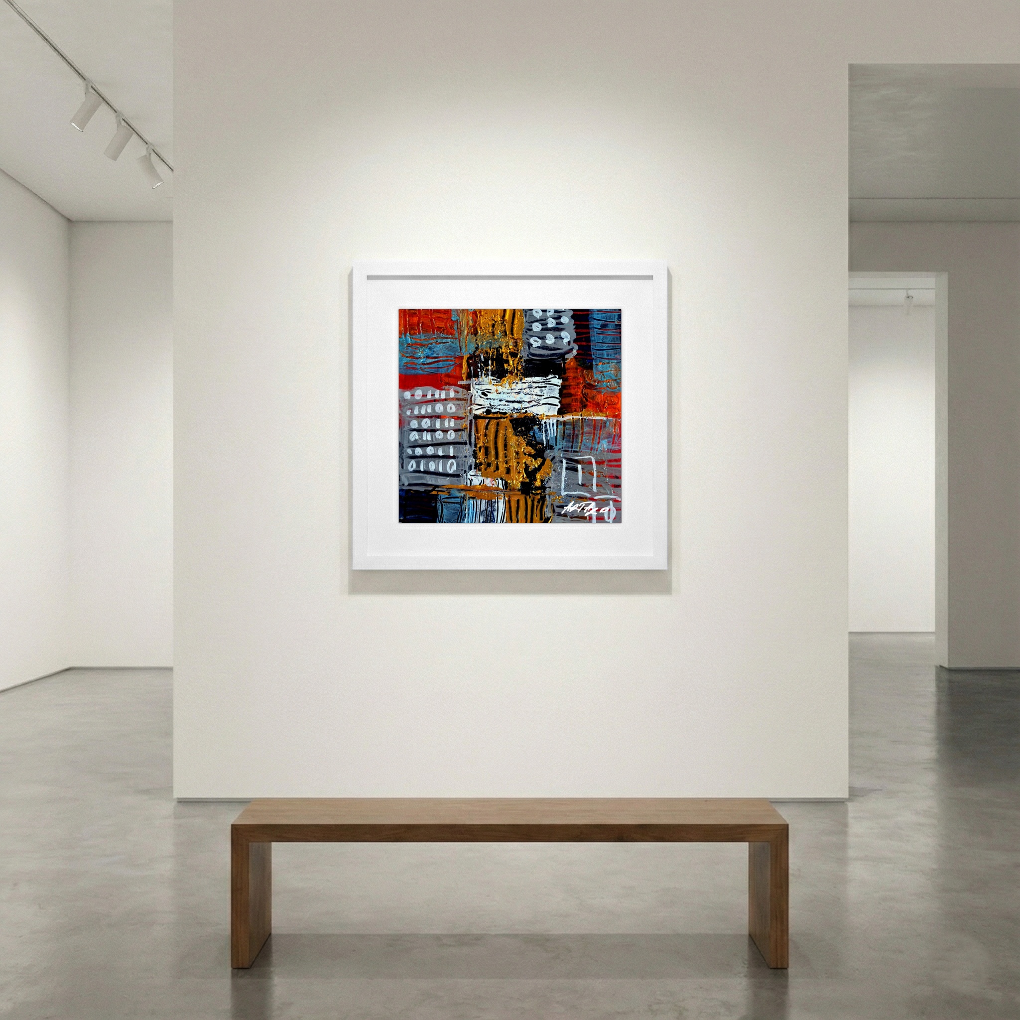 Burnt Orange and Gold Abstract on Paper — art on the wall, room interior preview 1