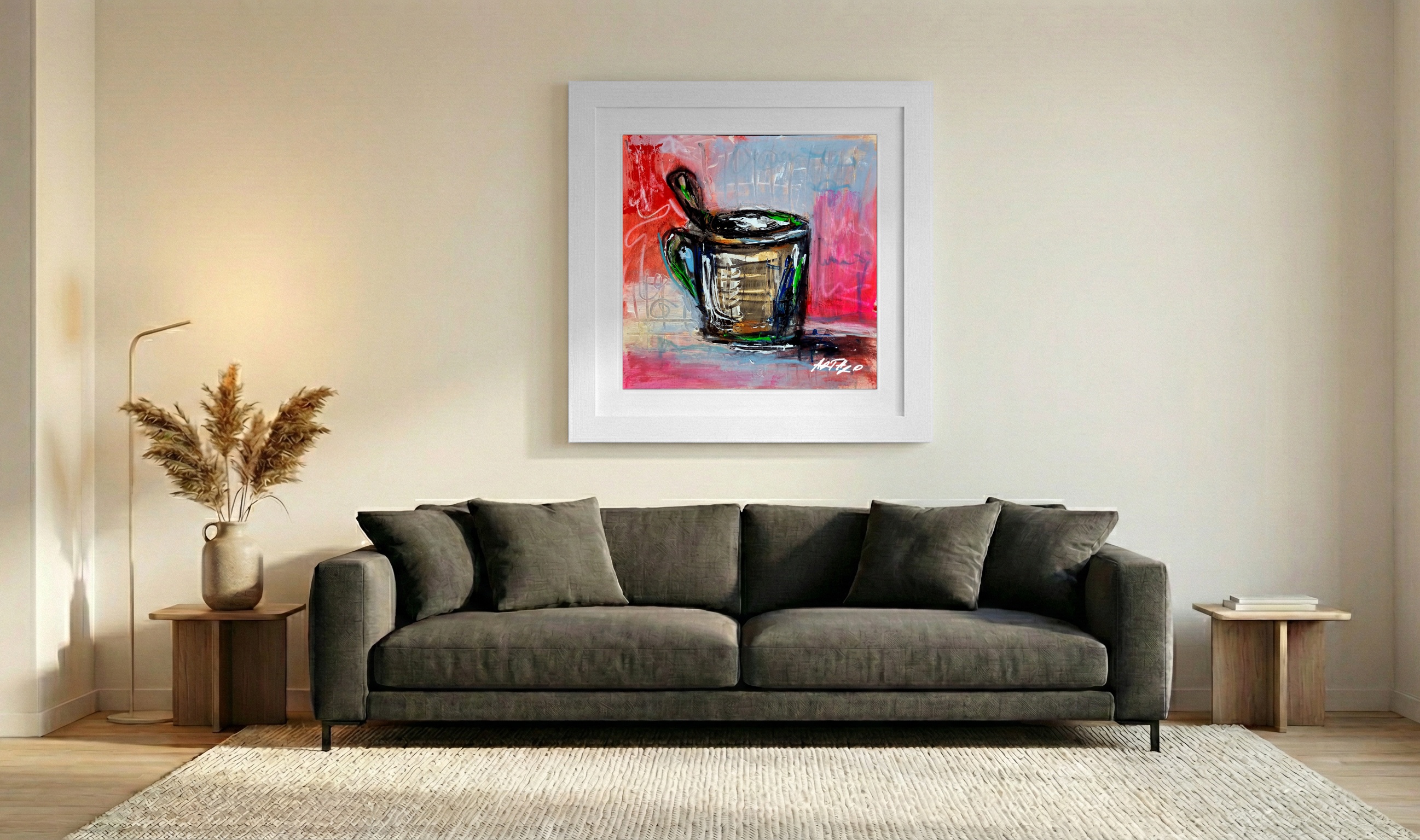 Crimson and Blue Cup Illustration — art on the wall, room interior preview 3