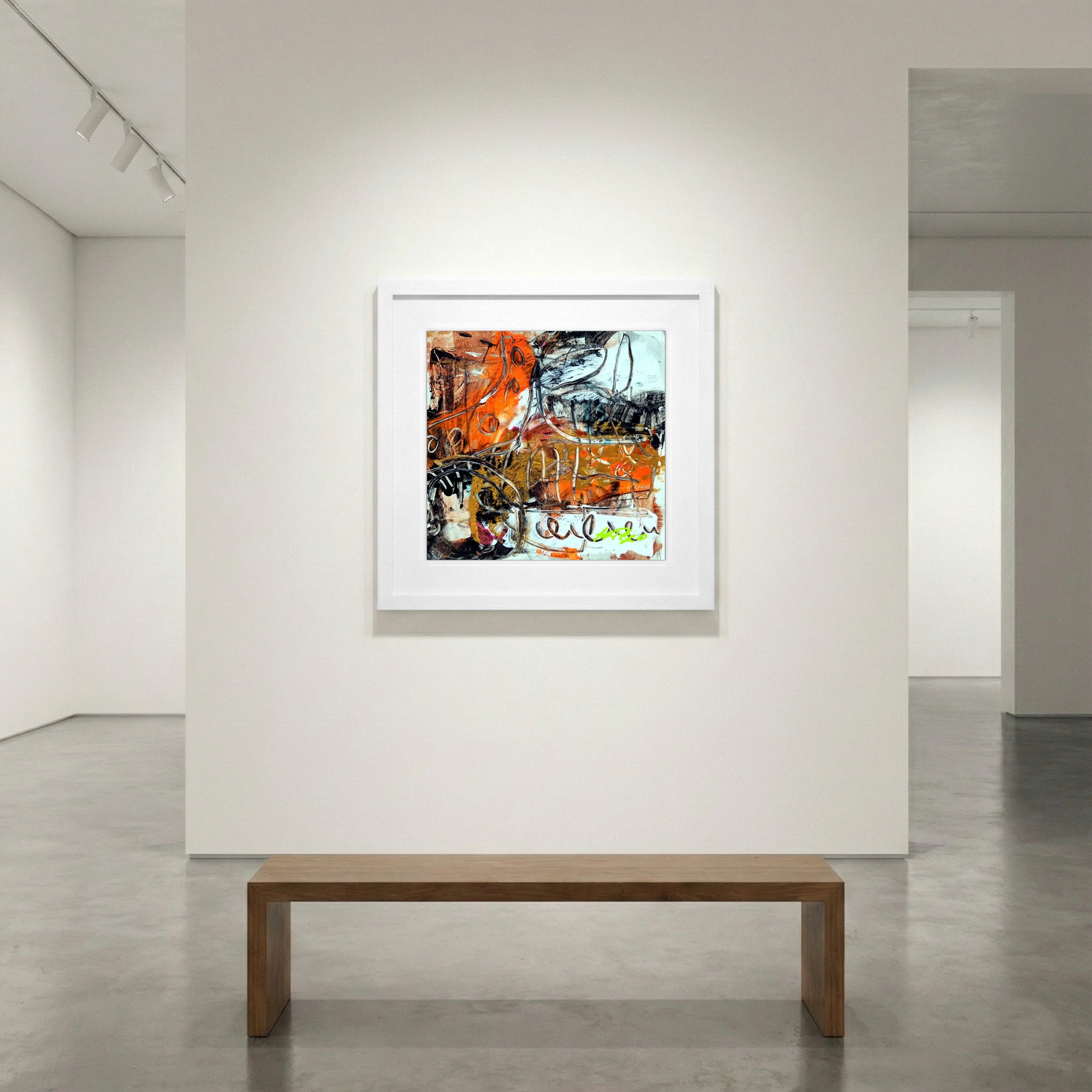 Burnt Orange and Black Abstract on Paper — art on the wall, room interior preview 1