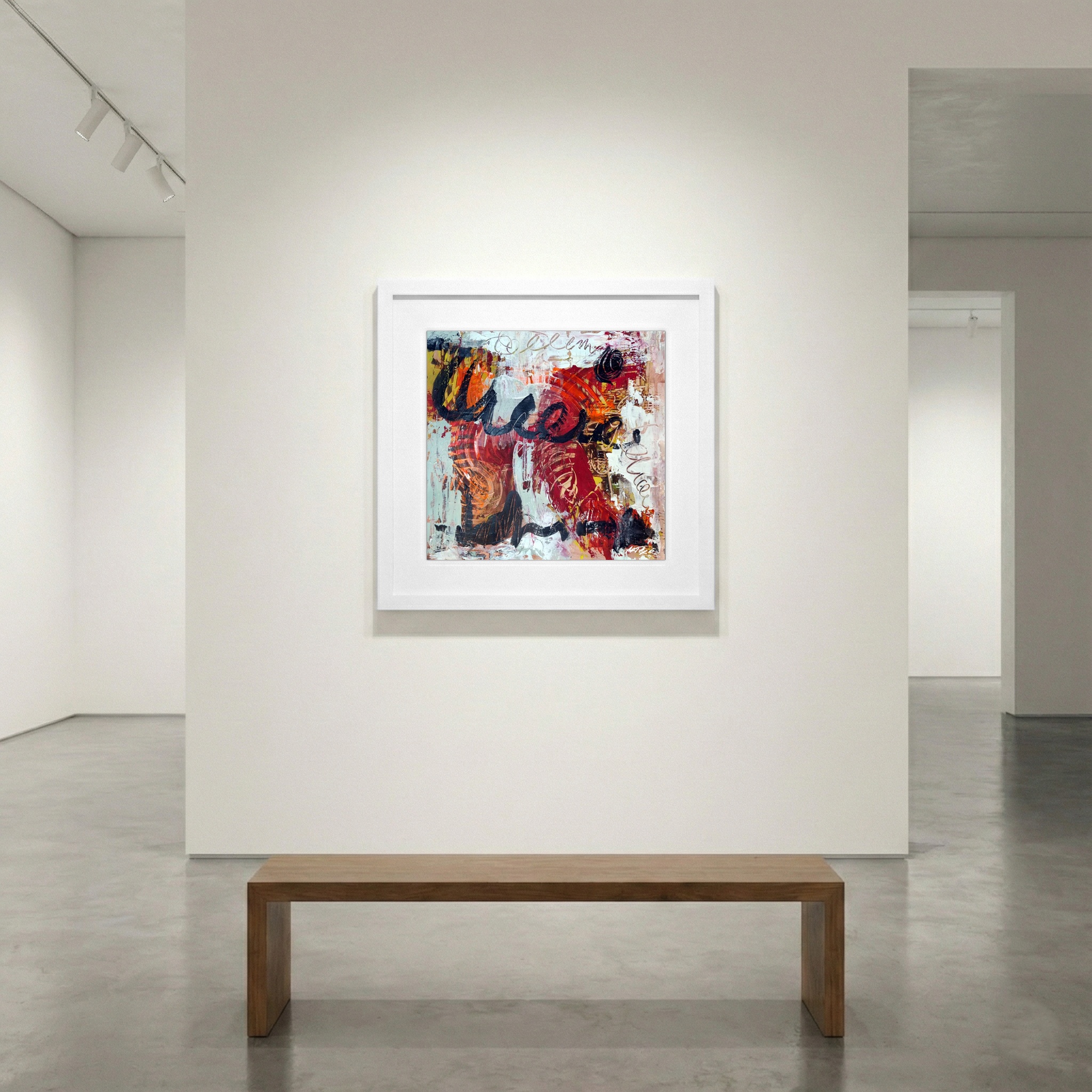 Burnt Orange and Black Abstract on Paper — art on the wall, room interior preview 1