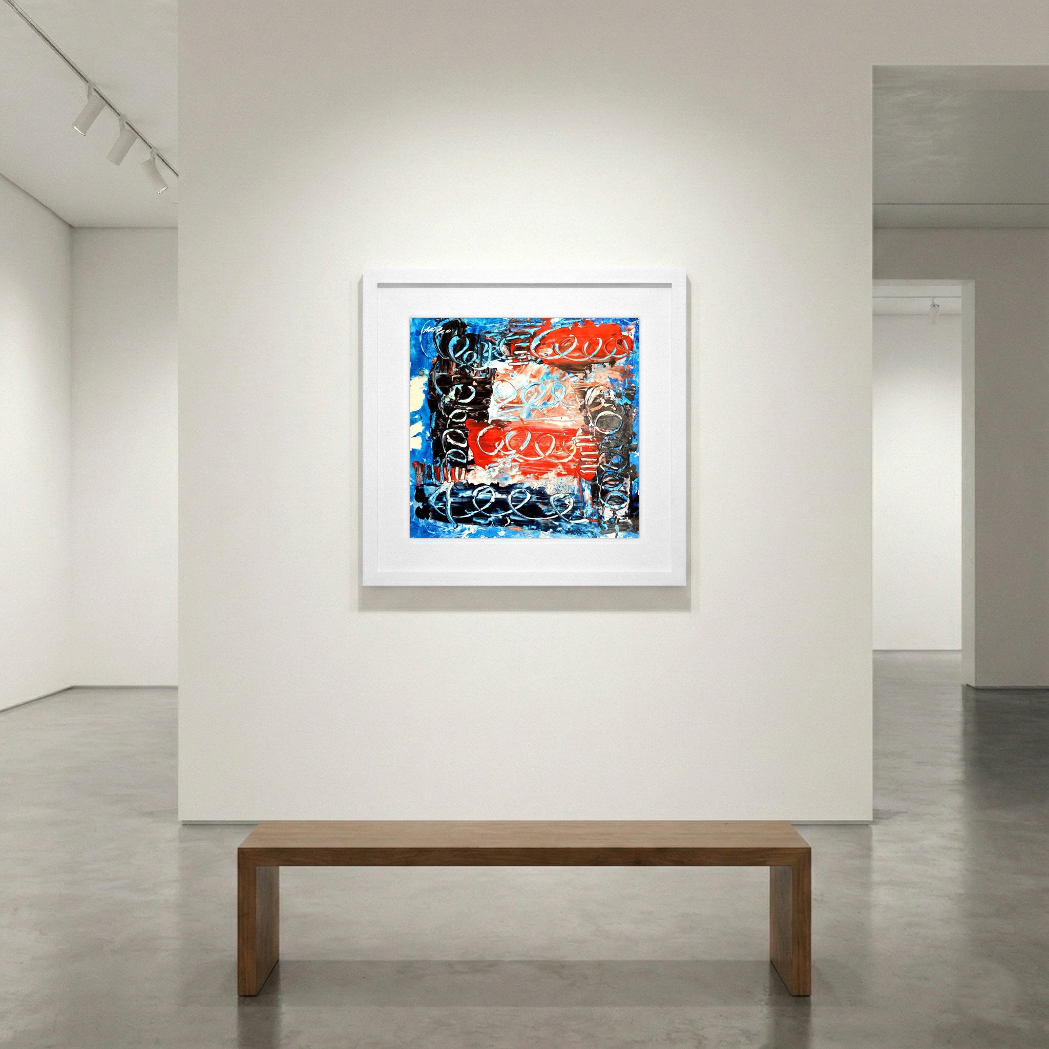 Vivid Crimson and Navy Abstract on Paper — art on the wall, room interior preview 1