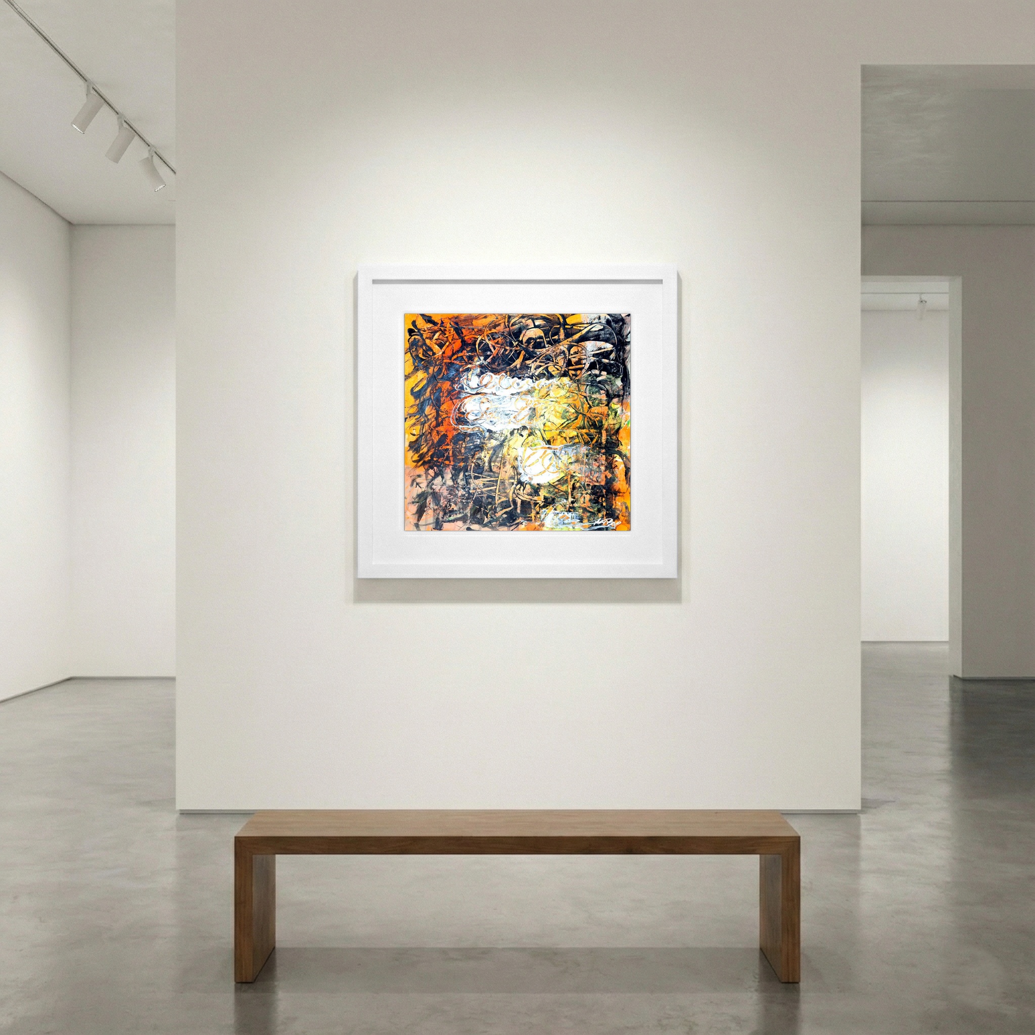 Burnt Orange and Black Abstract on Paper — art on the wall, room interior preview 1