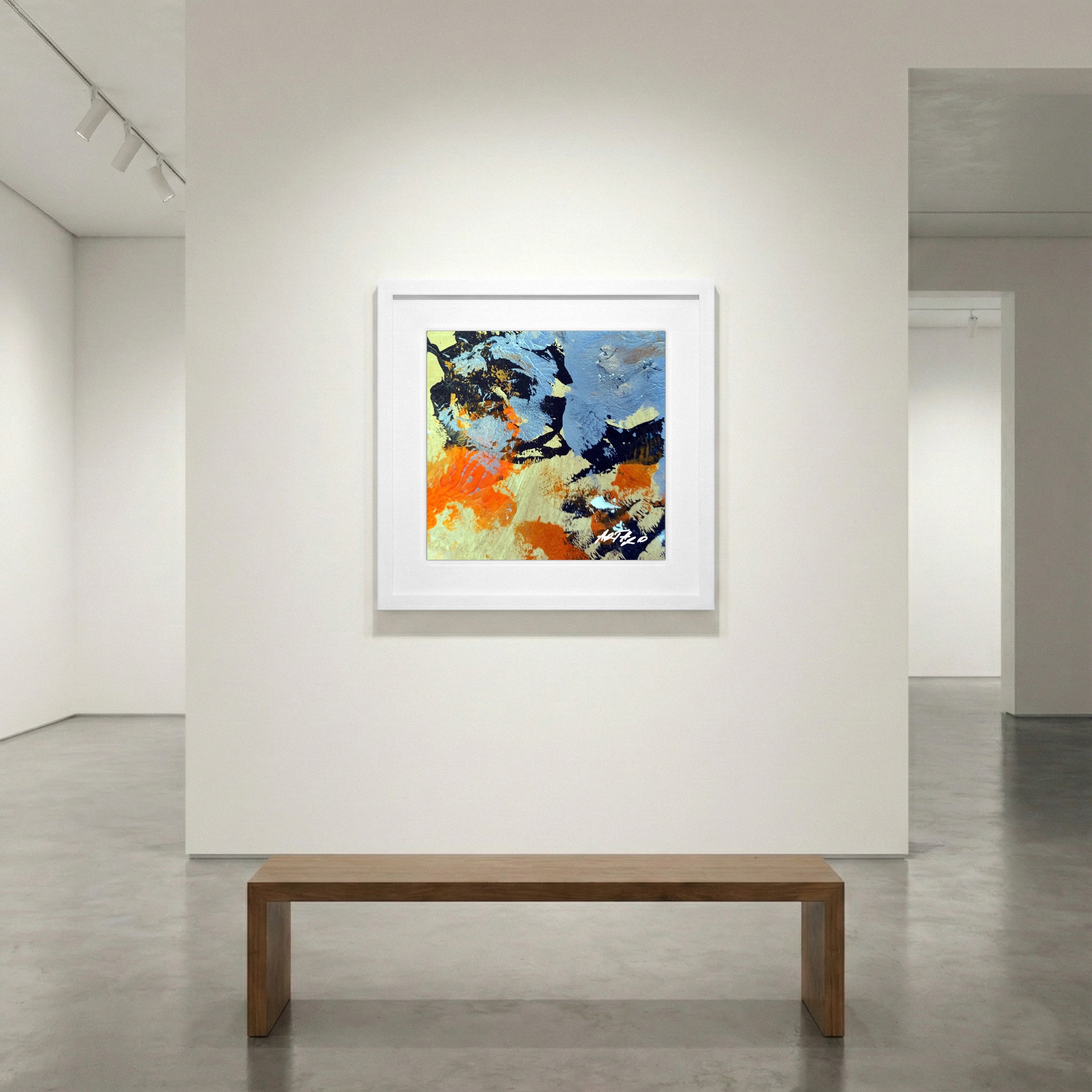 Burnt Orange and Black Abstract on Paper — art on the wall, room interior preview 1