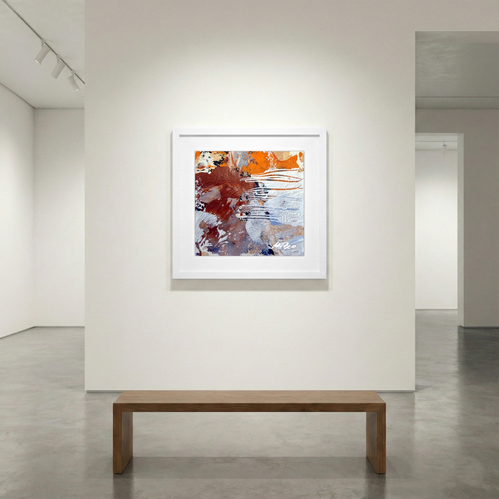 Burnt Sienna Abstract on Paper — art on the wall, room interior preview 1