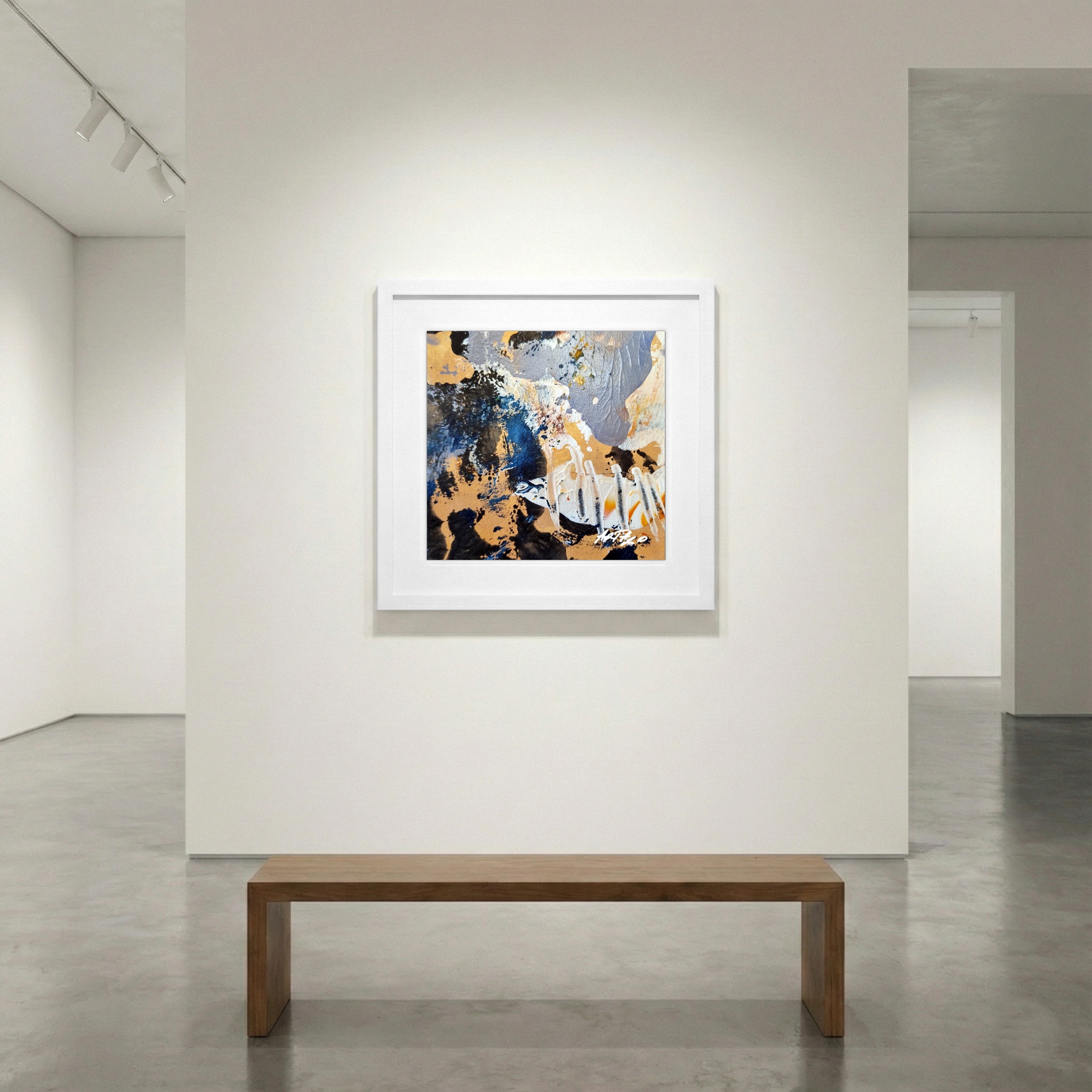 Burnt Sienna and Soft Grey Abstract on Paper — art on the wall, room interior preview 1