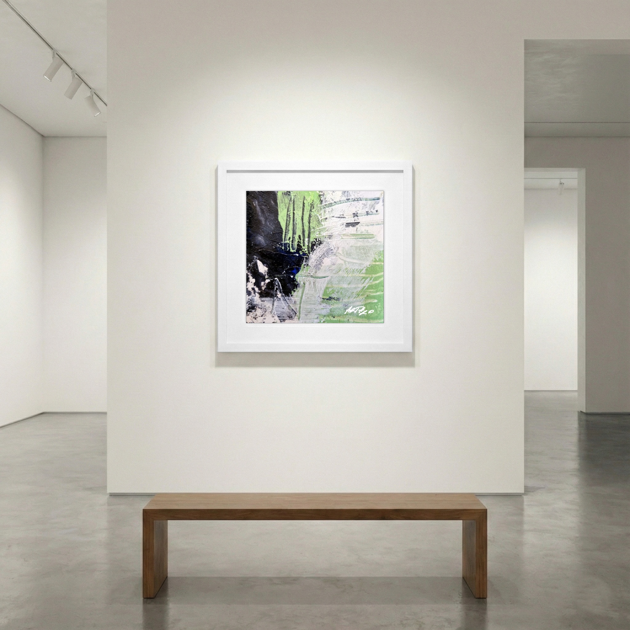 Emerald and Black Abstract on Paper — art on the wall, room interior preview 1