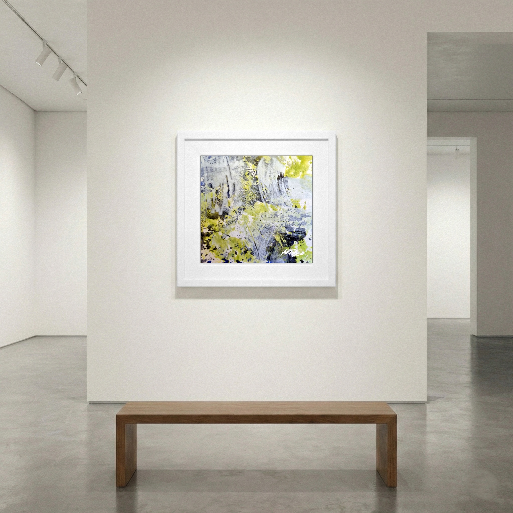 Lime Green Watercolor Energy on Paper — art on the wall, room interior preview 1