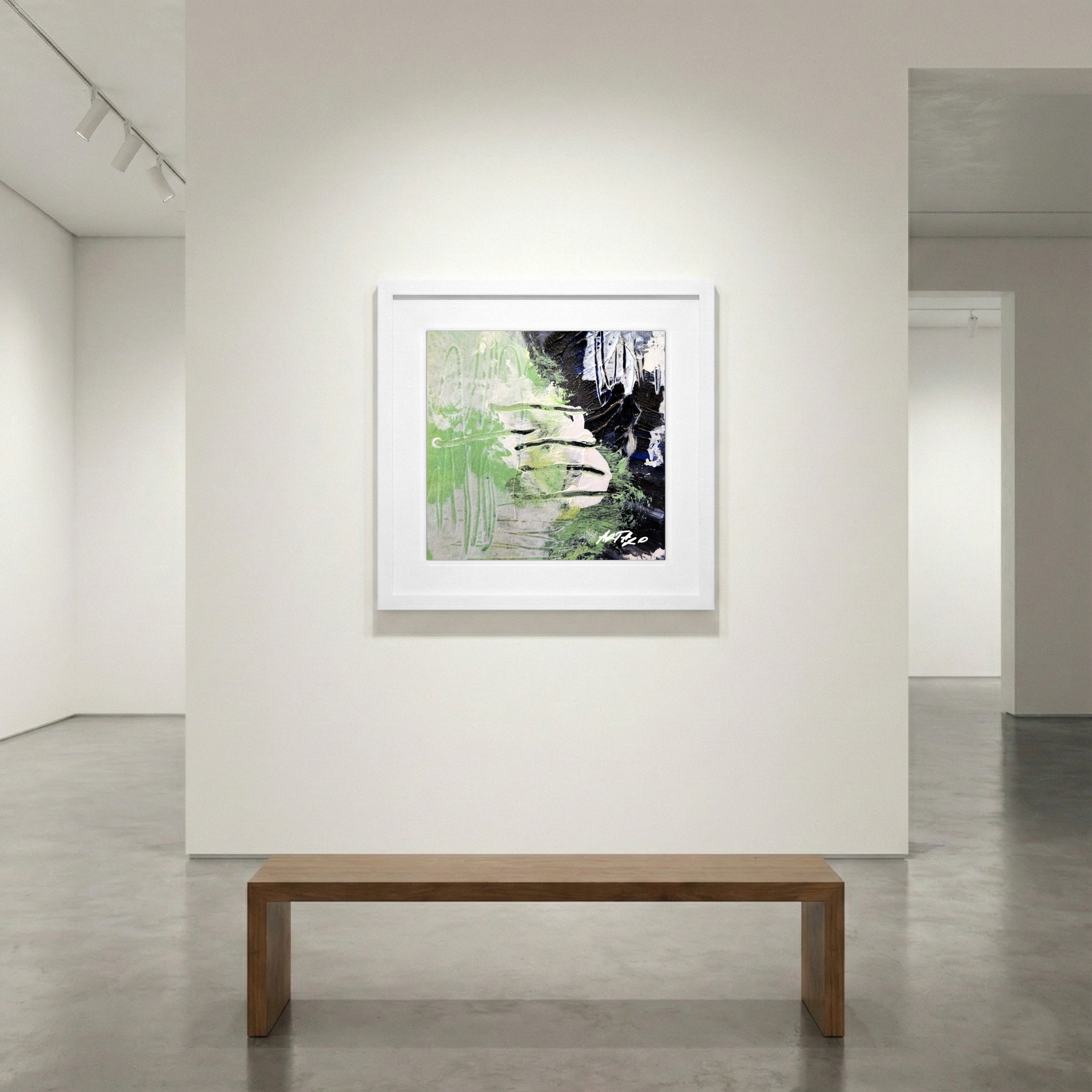 Lime Green and Black Abstract on Paper — art on the wall, room interior preview 1