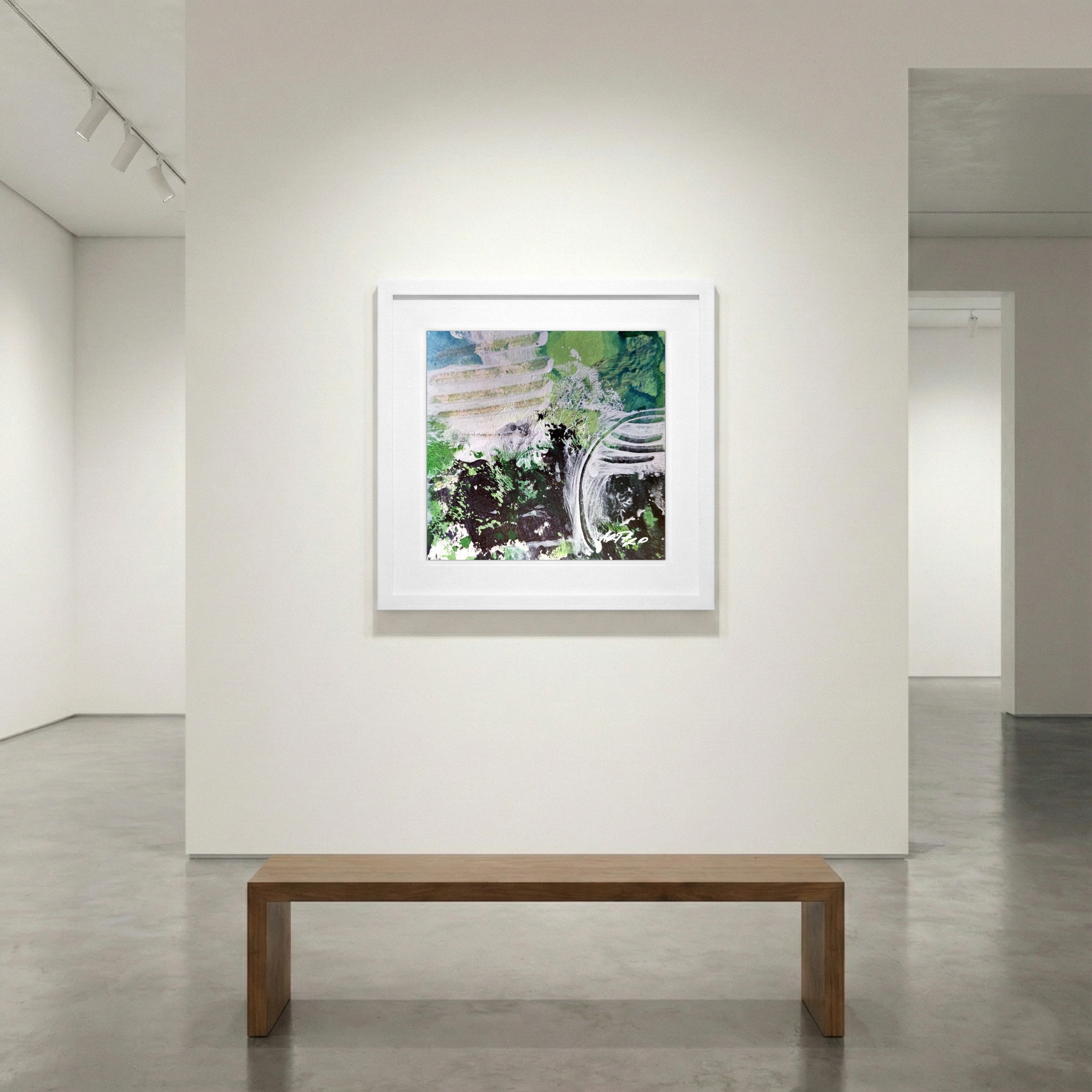 Emerald Green Acrylic on Paper — art on the wall, room interior preview 1