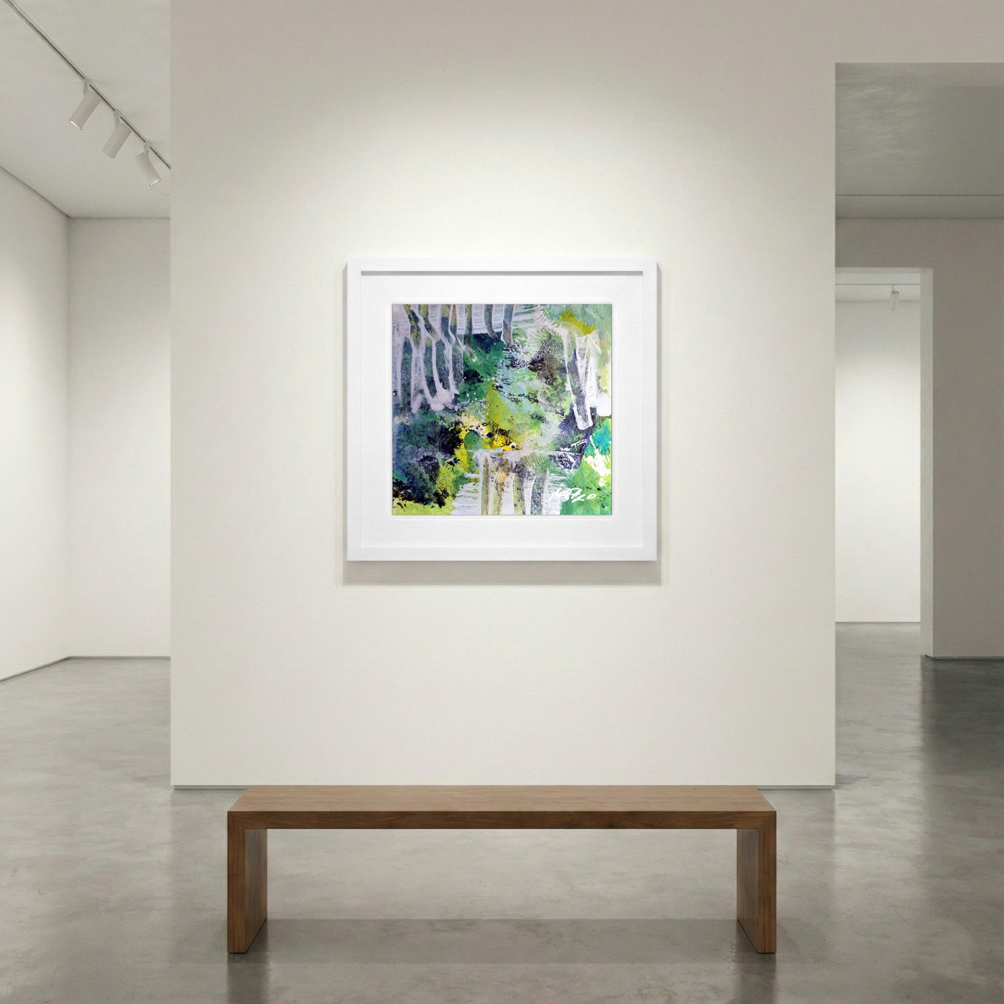 Emerald Green Acrylic on Paper — art on the wall, room interior preview 1