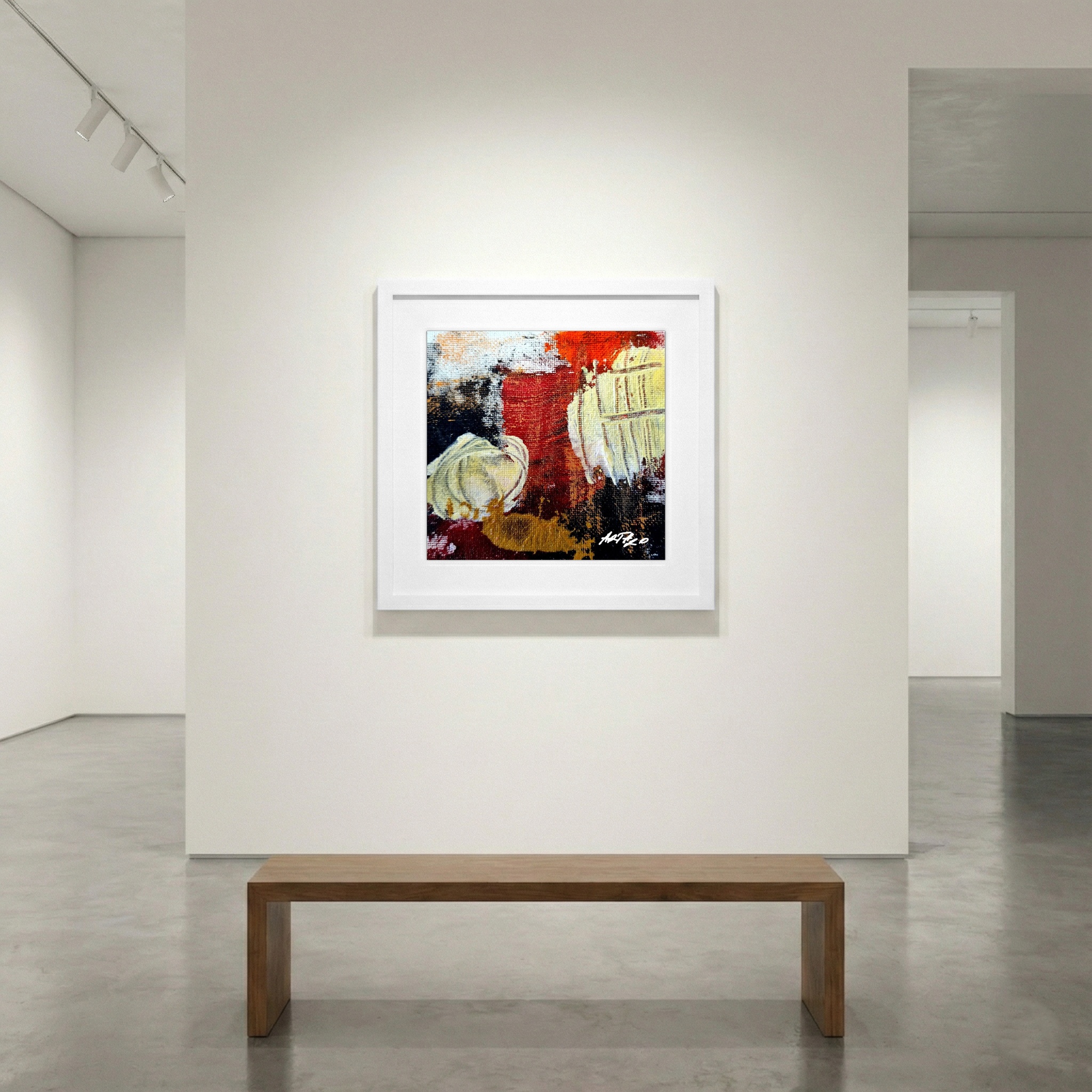 Burnt Orange Abstract on Paper — art on the wall, room interior preview 1