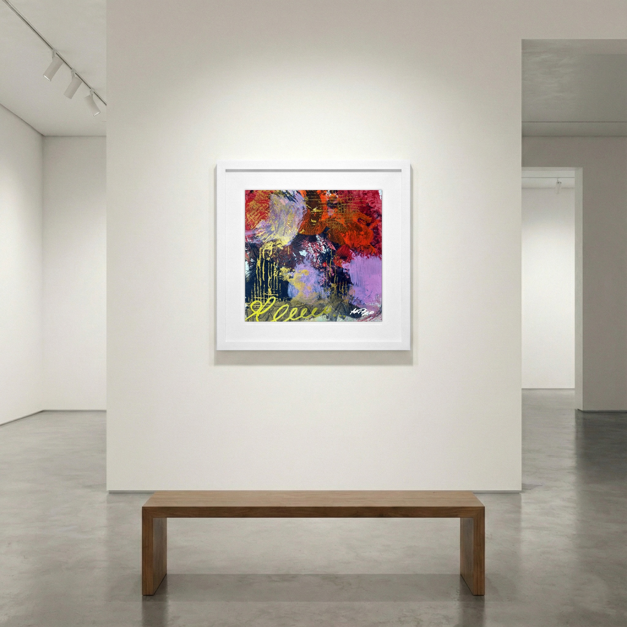 Crimson and Gold Abstract on Paper — art on the wall, room interior preview 1