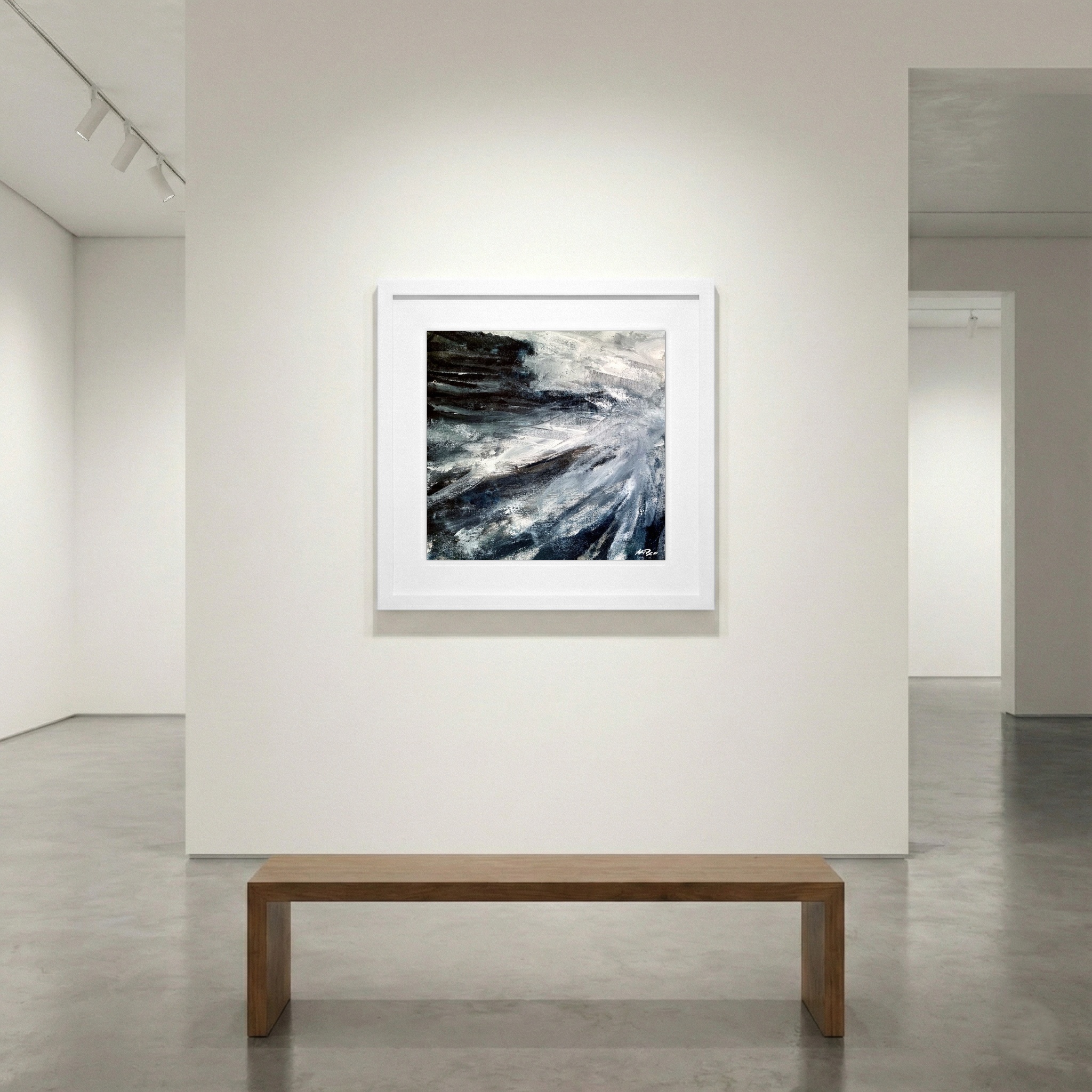 Black and White Tension on Linen Canvas — art on the wall, room interior preview 1