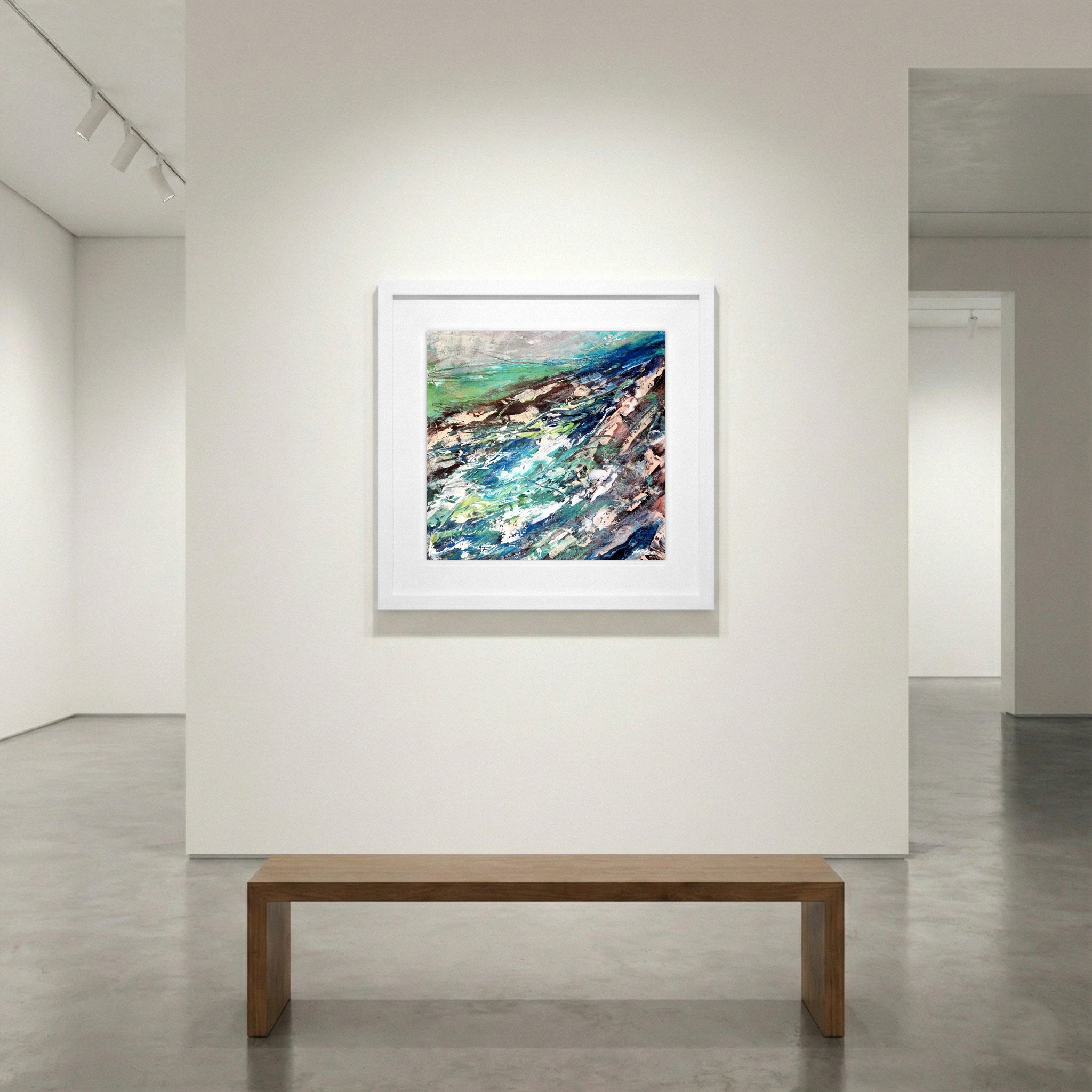 Emerald and Deep Blue Seascape — art on the wall, room interior preview 1