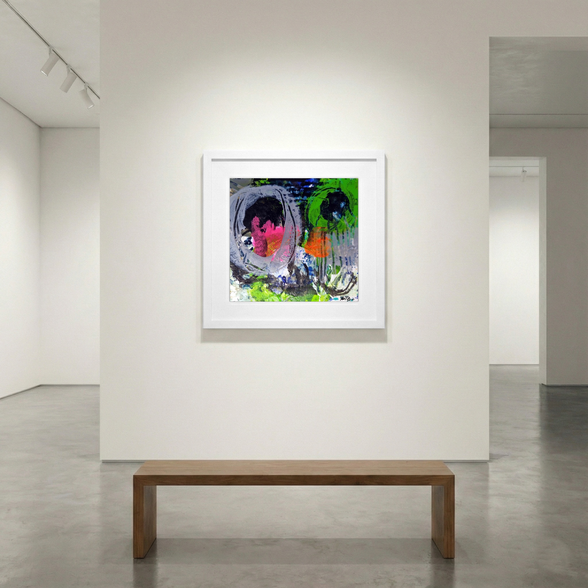 Neon Pink and Green Playful Abstract on Paper — art on the wall, room interior preview 1