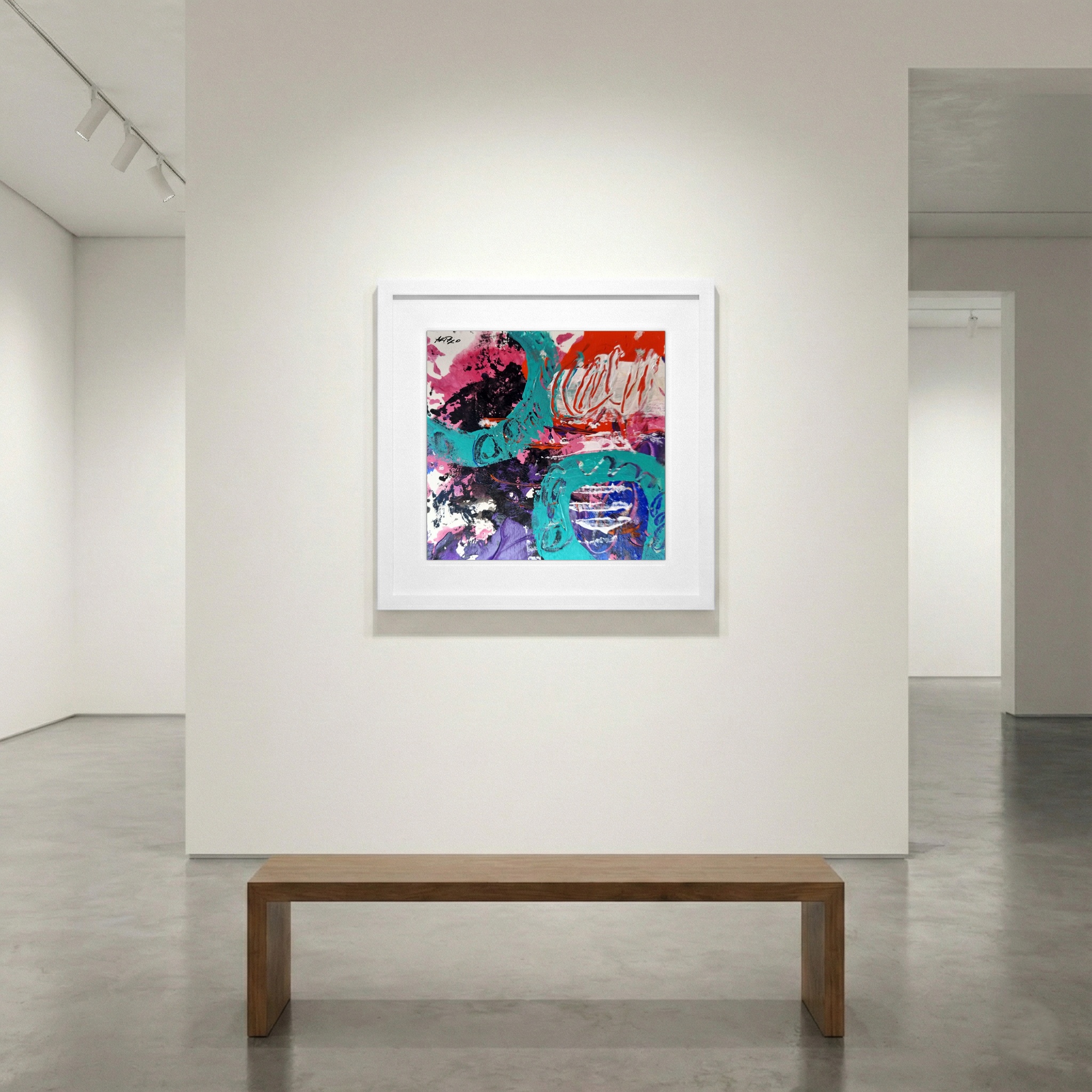 Turquoise and Purple Acrylic Abstract — art on the wall, room interior preview 1