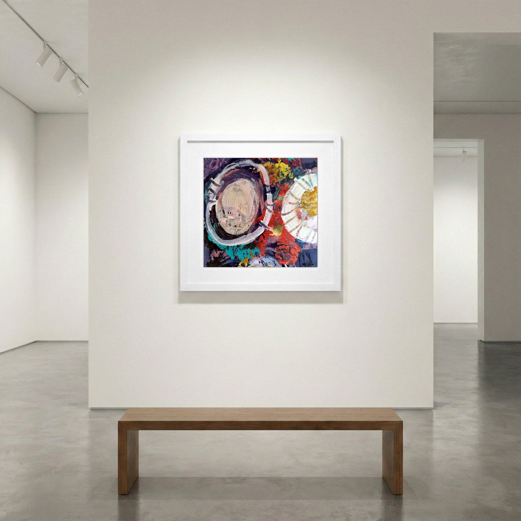 Crimson and Gold Abstract on Paper — art on the wall, room interior preview 1