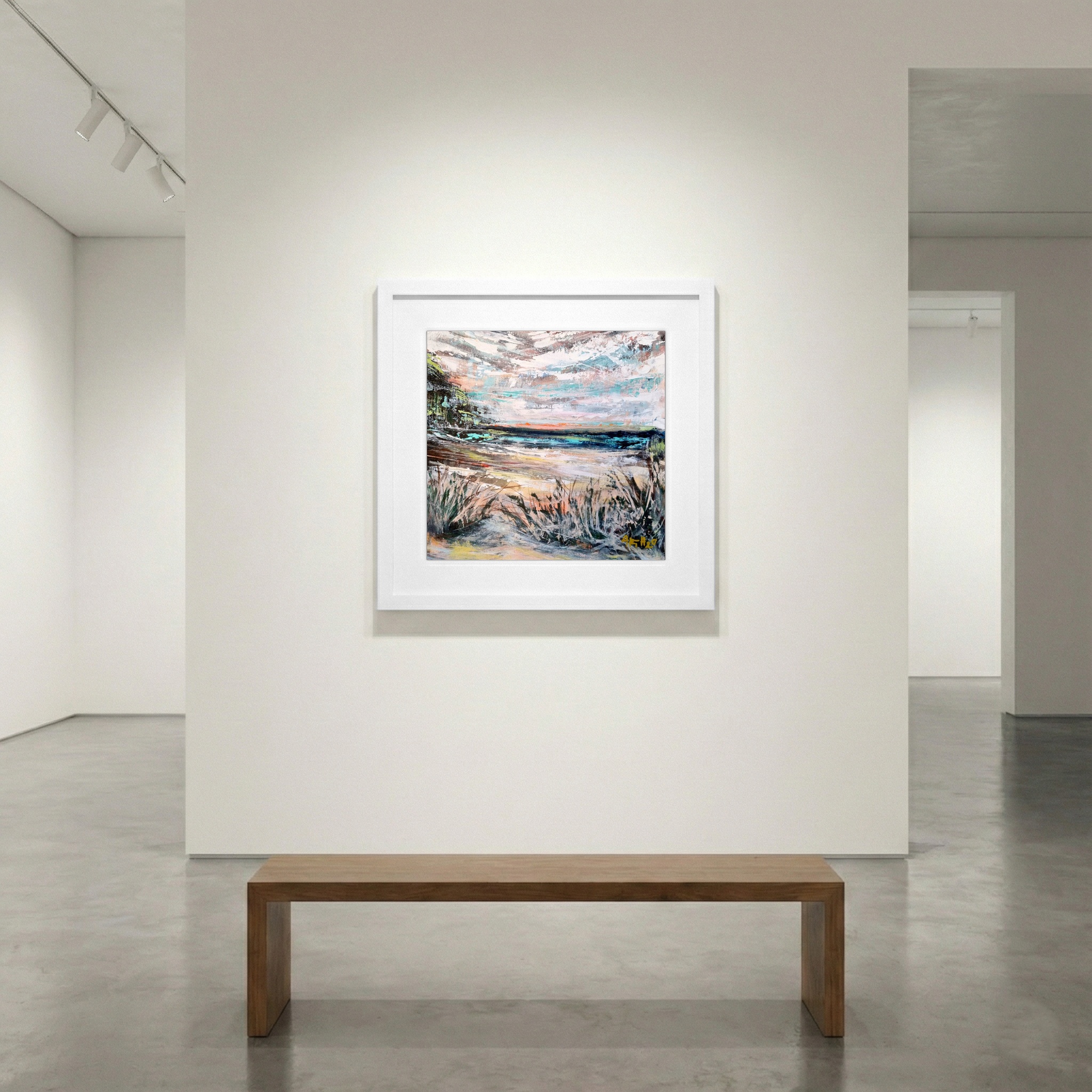 Turquoise and Earthy Impressionist Landscape — art on the wall, room interior preview 1