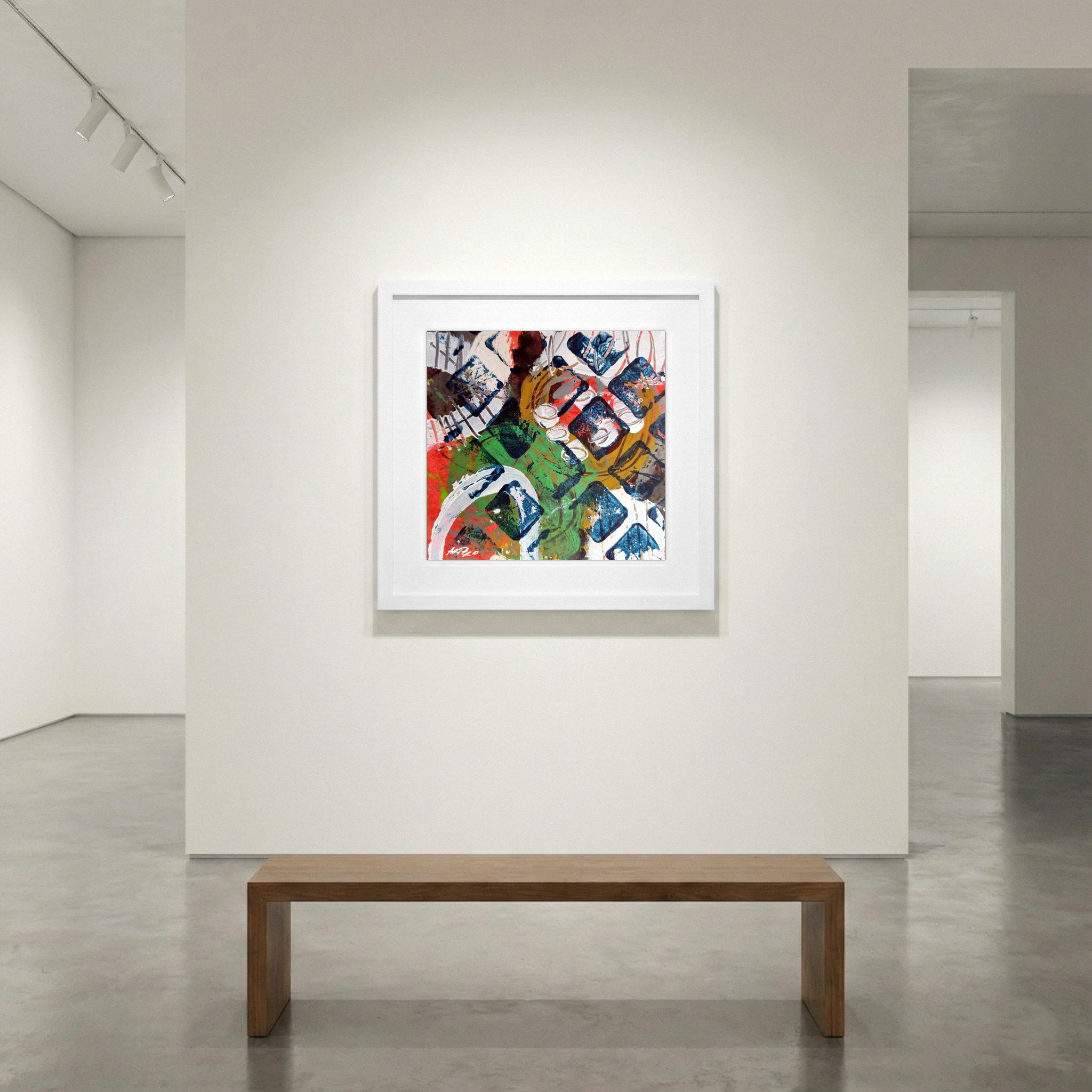 Emerald Green Abstract on Paper — art on the wall, room interior preview 1