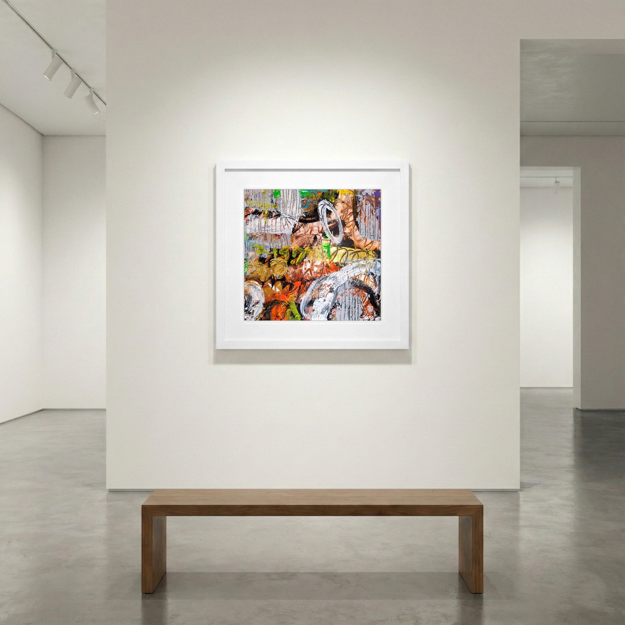 Bronze and Green Abstract on Paper — art on the wall, room interior preview 1