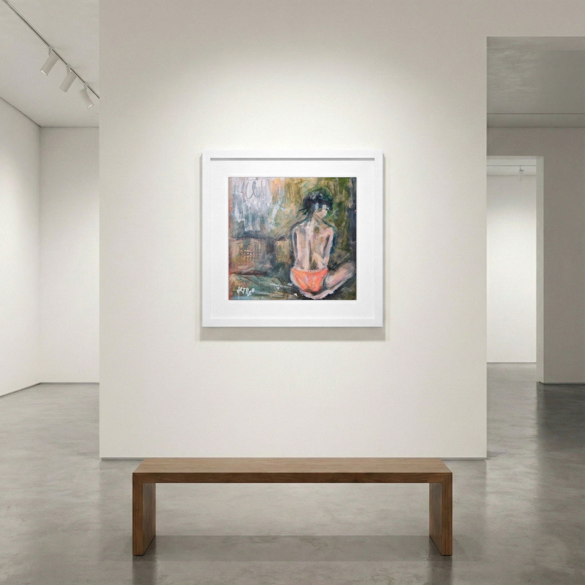 Muted Green and Orange Figurative Art — art on the wall, room interior preview 1