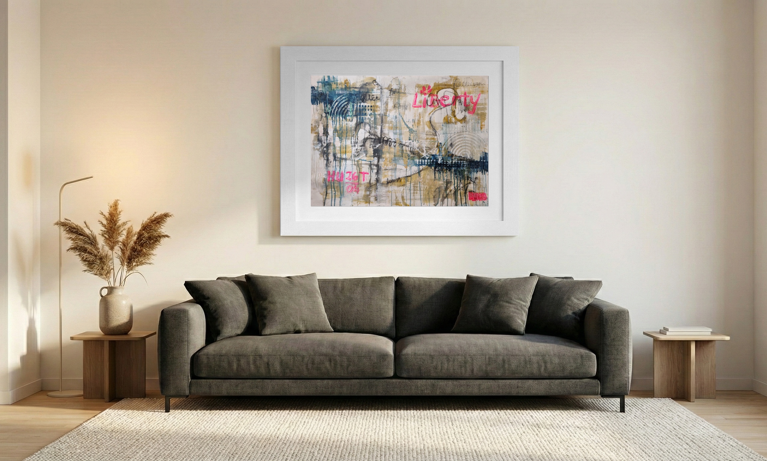 Burnt Umber and Creamy Beige Abstract — art on the wall, room interior preview 1