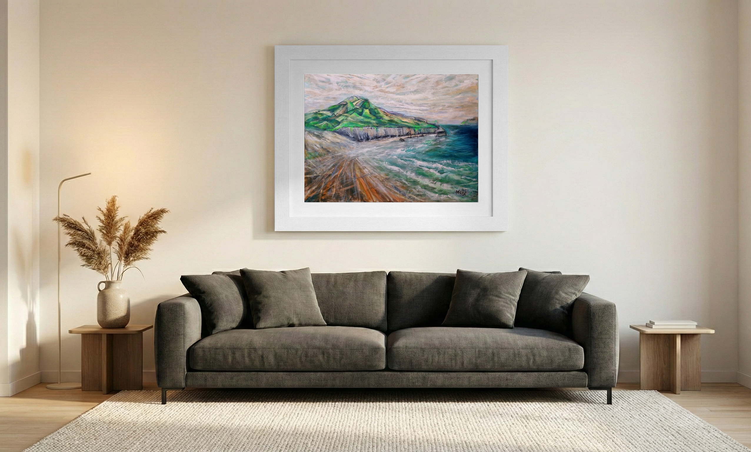 Emerald Landscape Overlooking Carrowmore Beach — art on the wall, room interior preview 1