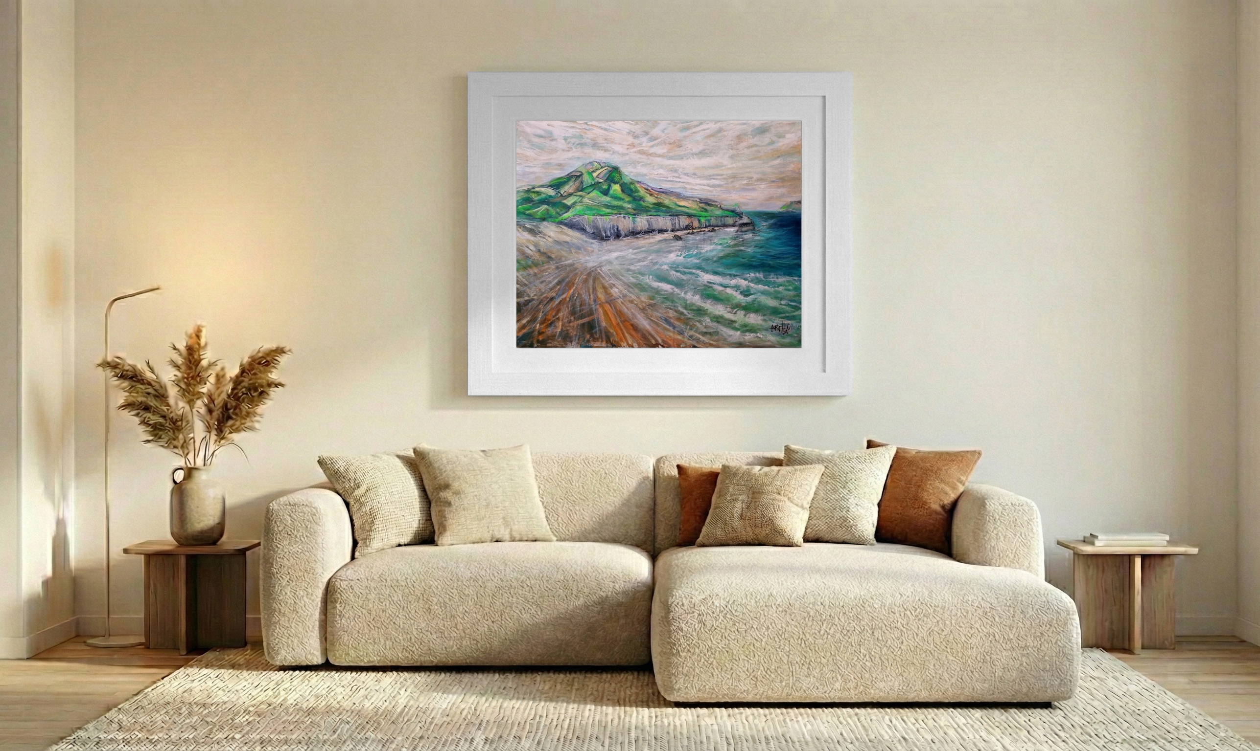 Emerald Landscape Overlooking Carrowmore Beach — art on the wall, room interior preview 2